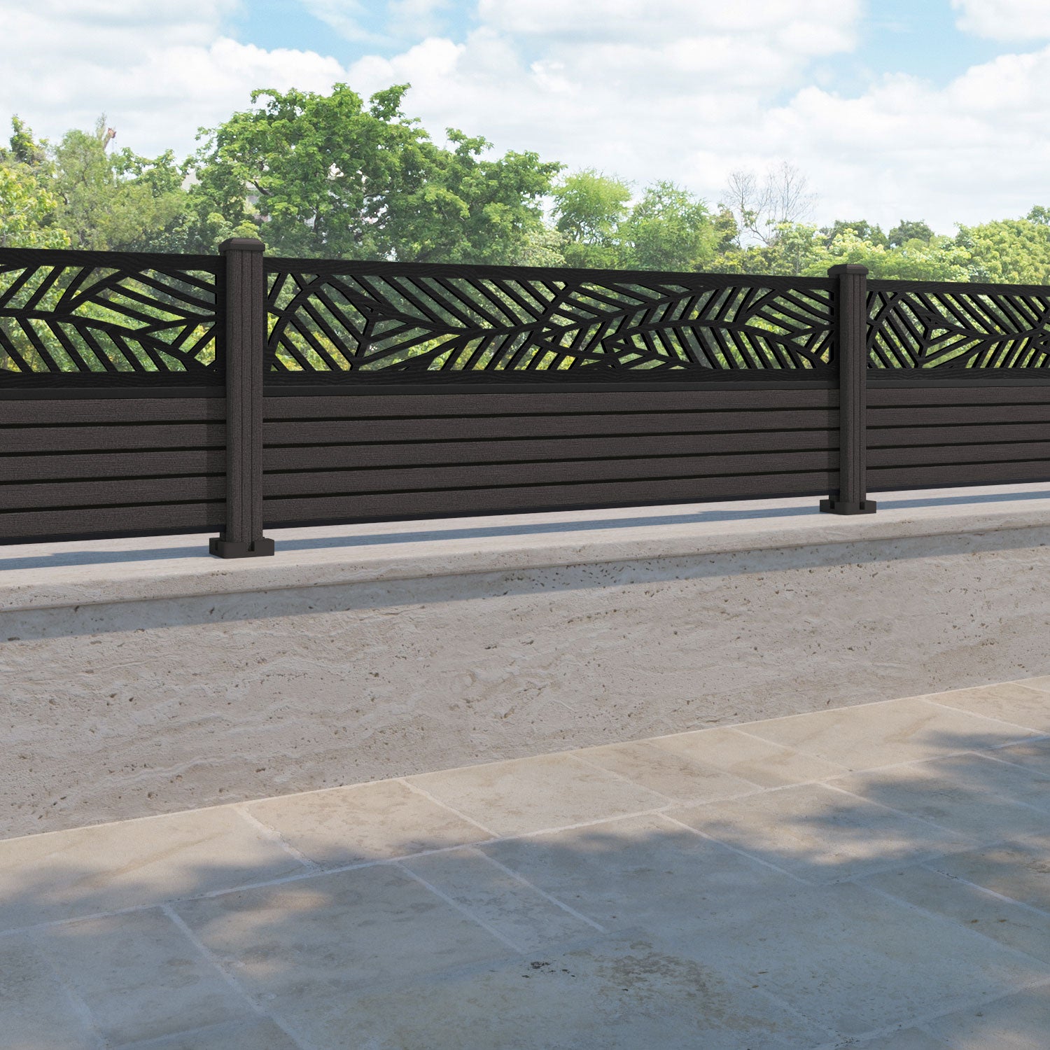 Hudson Habitat Fence Panel - Dark Oak - with our composite posts