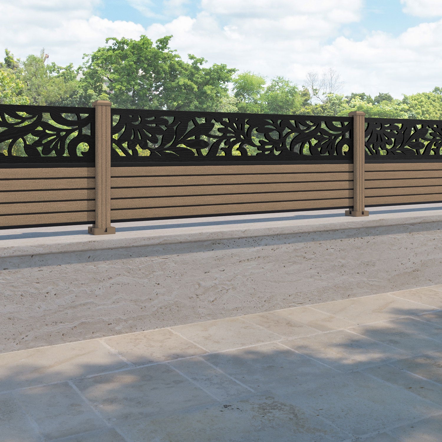 Hudson Heritage Fence Panel - Teak - with our composite posts