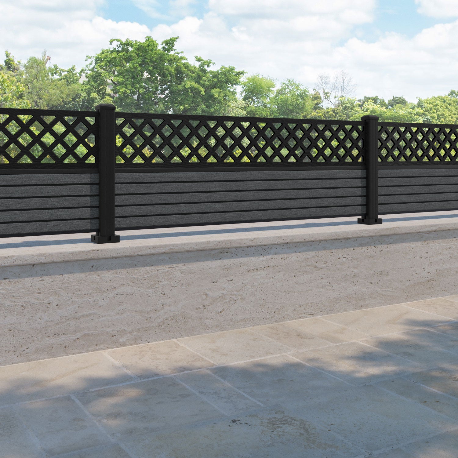 Hudson Hive Fence Panel - Dark Grey - with our aluminium posts