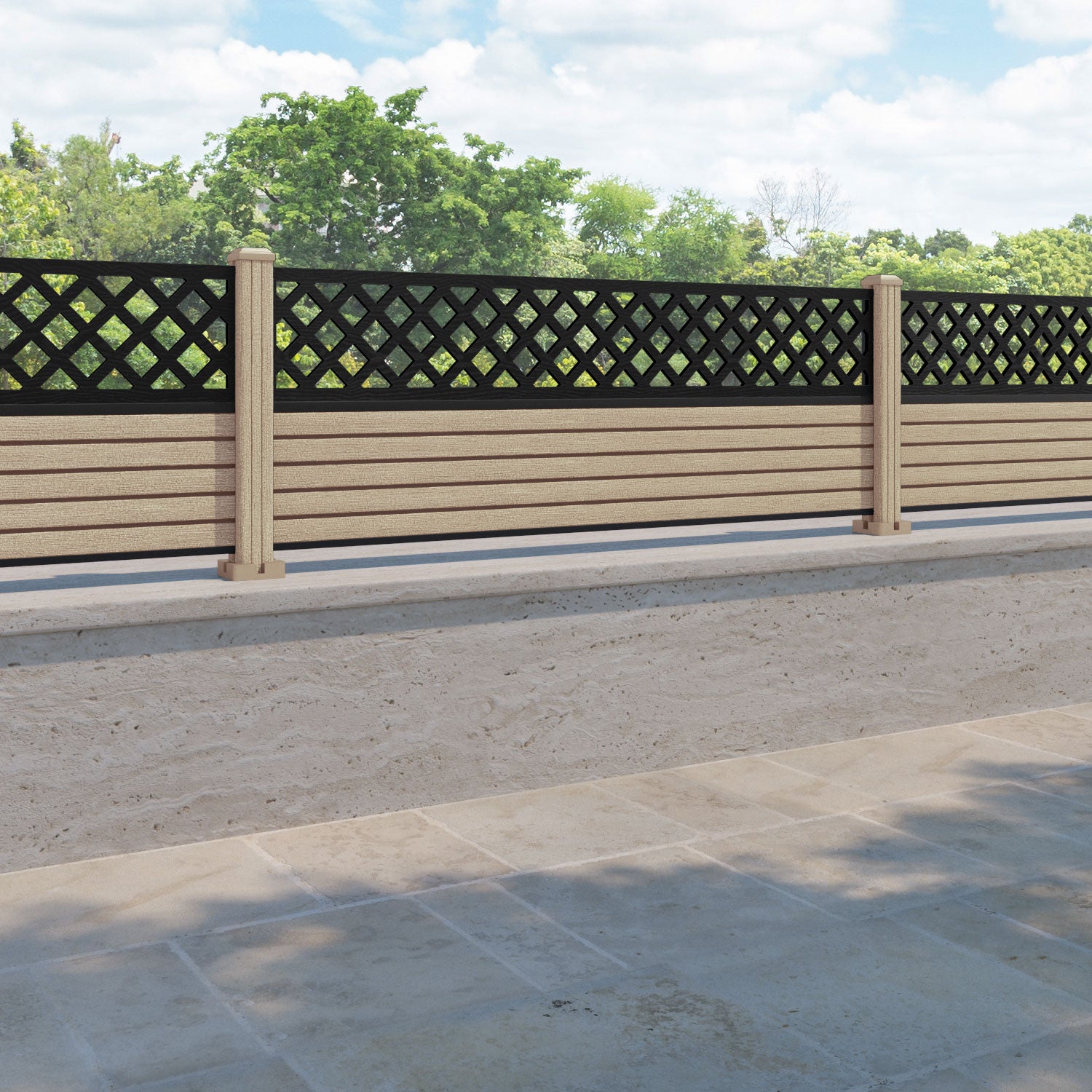 Hudson Hive Fence Panel - Light Oak - with our composite posts