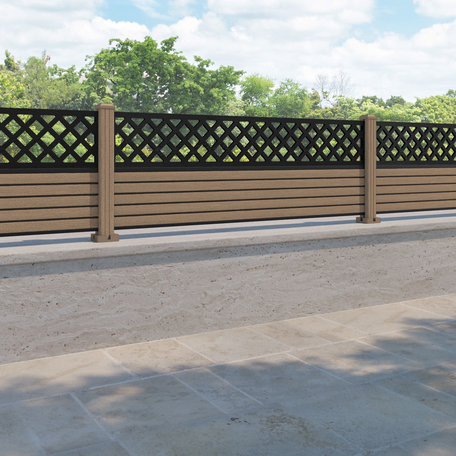 Hudson Hive Fence Panel - Teak - with our composite posts