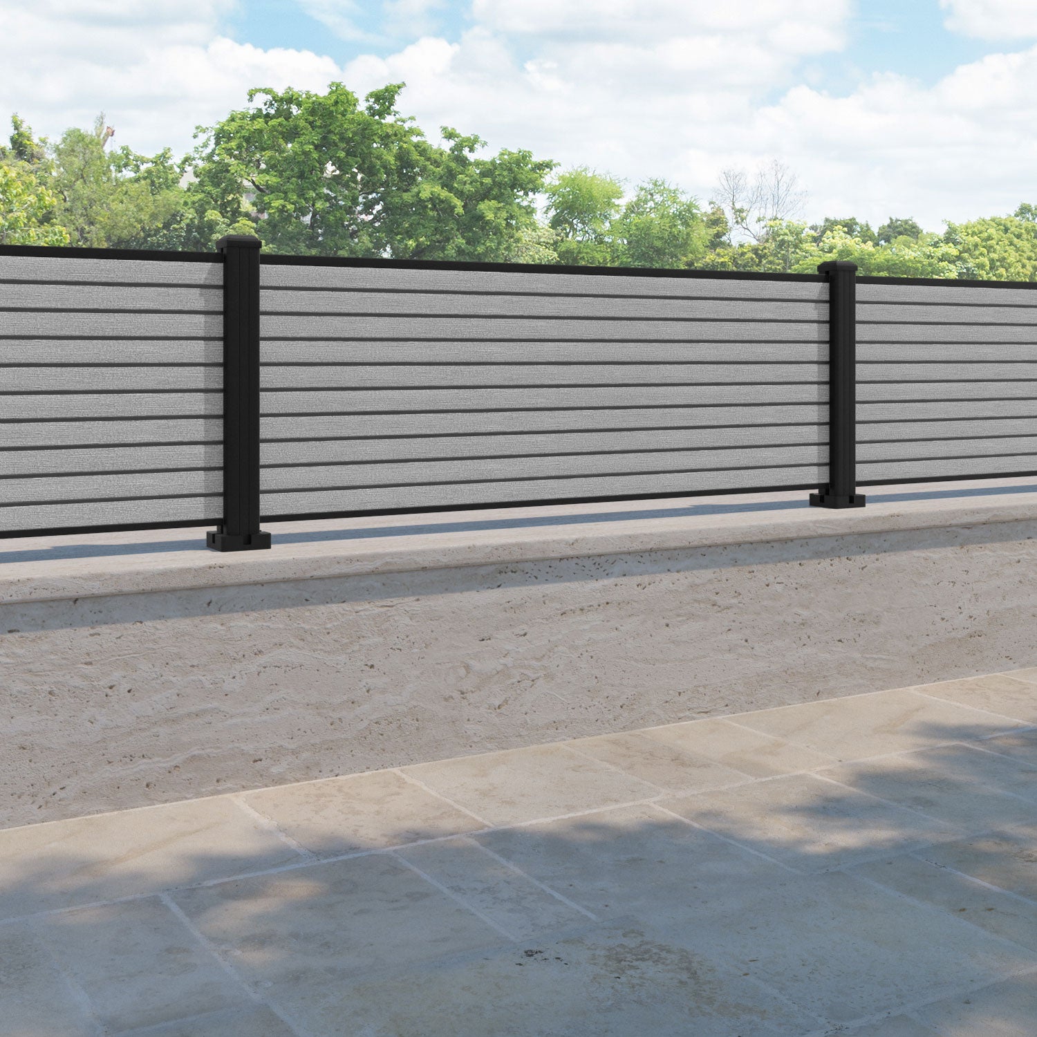 Hudson Fence Panel - Light grey - with our aluminium posts