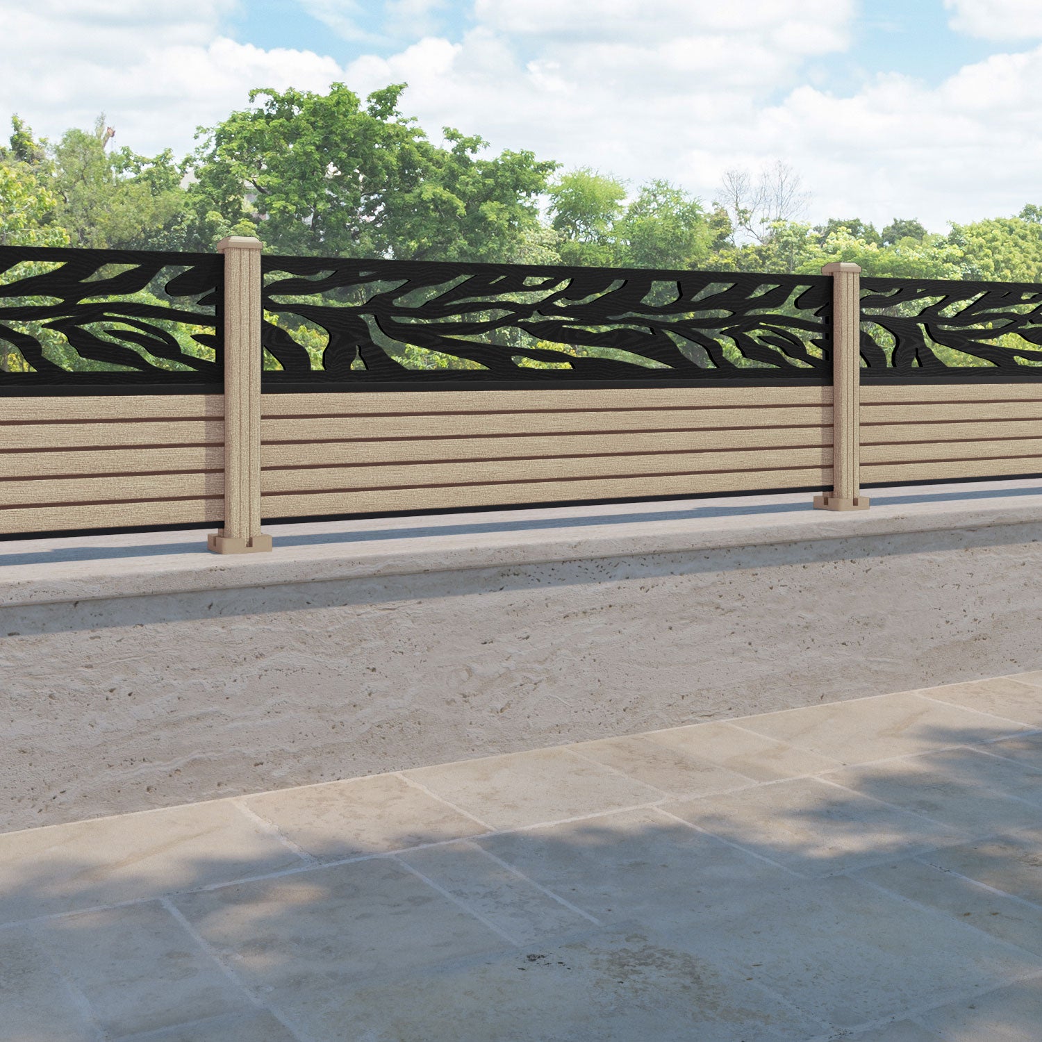 Hudson Malawi Fence Panel - Light Oak - with our composite posts