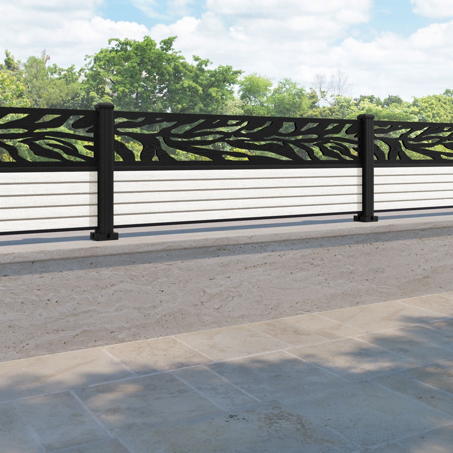 Hudson Malawi Fence Panel - Light Stone - with our composite posts