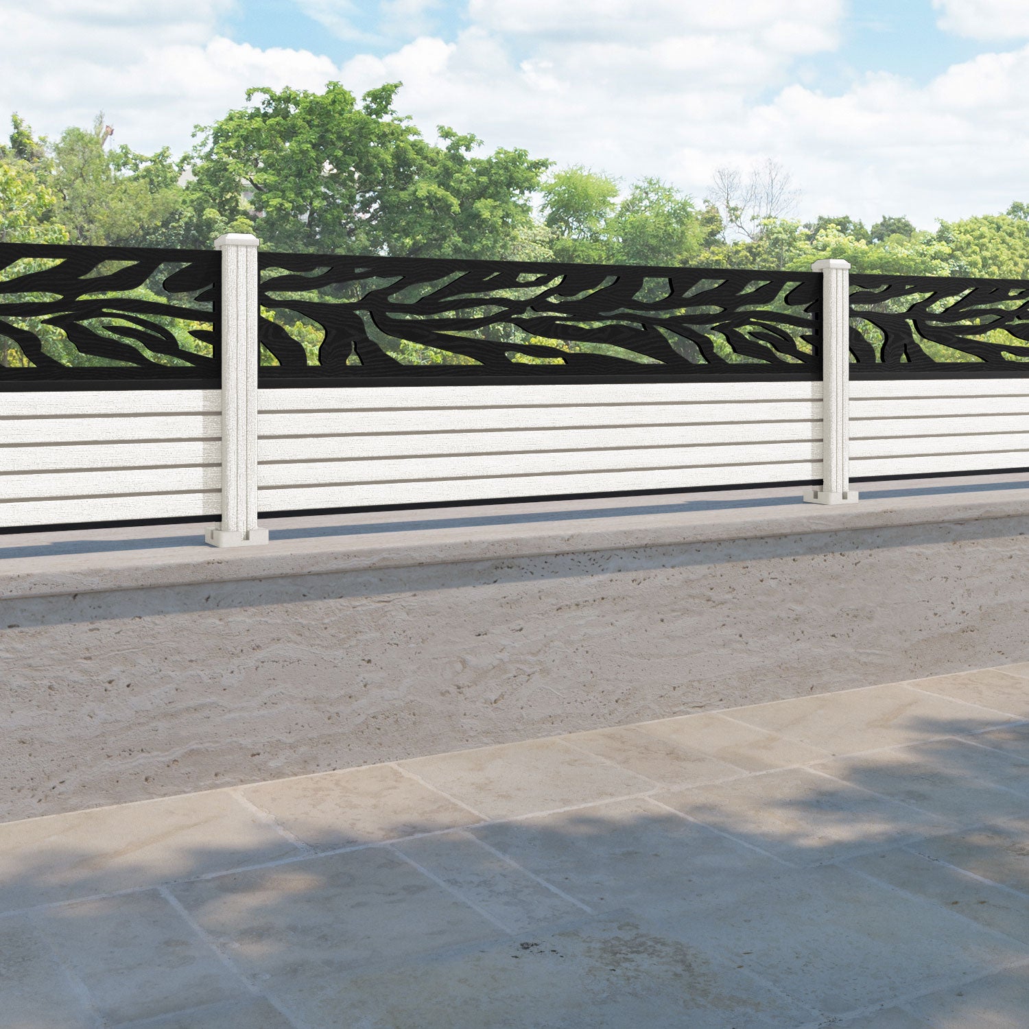 Hudson Malawi Fence Panel - Light Stone - with our composite posts