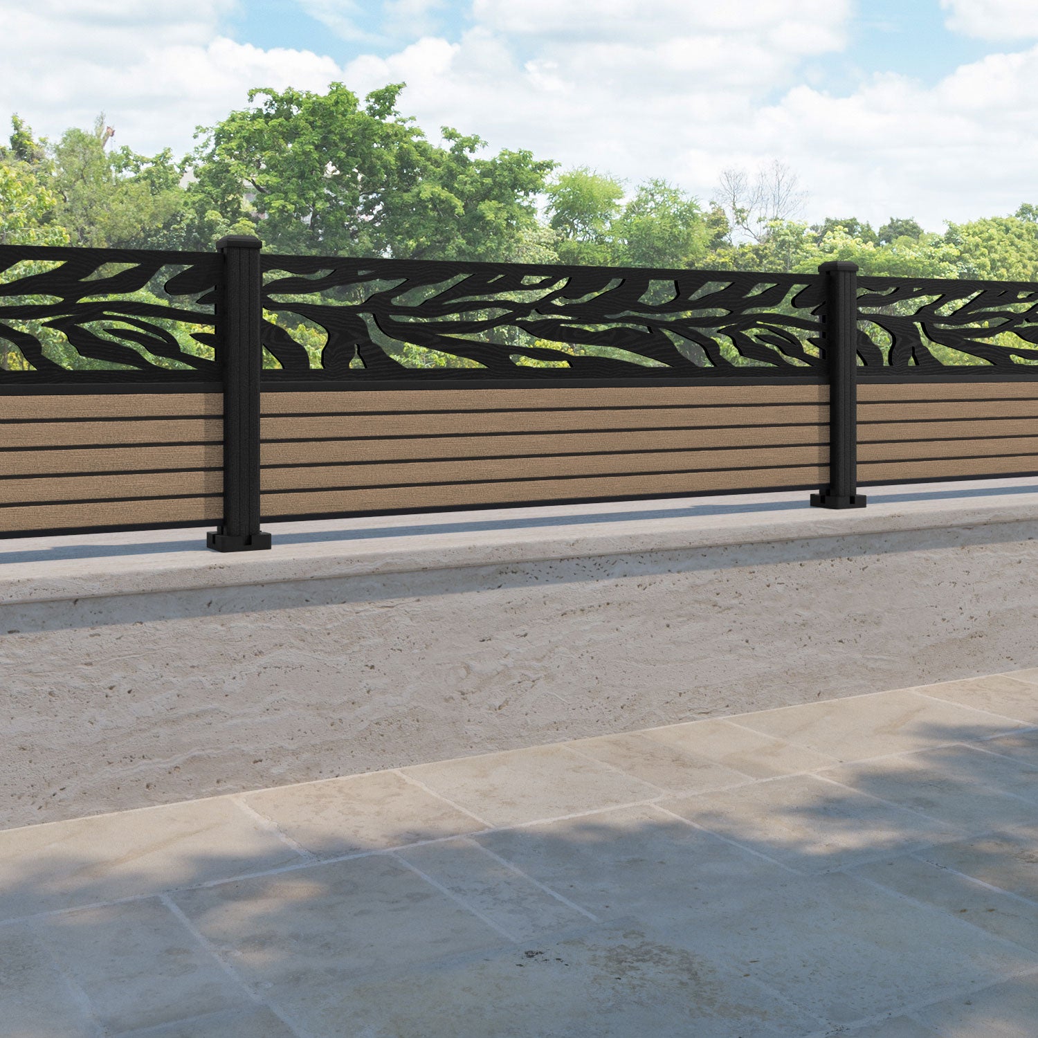 Hudson Malawi Fence Panel - Teak - with our composite posts