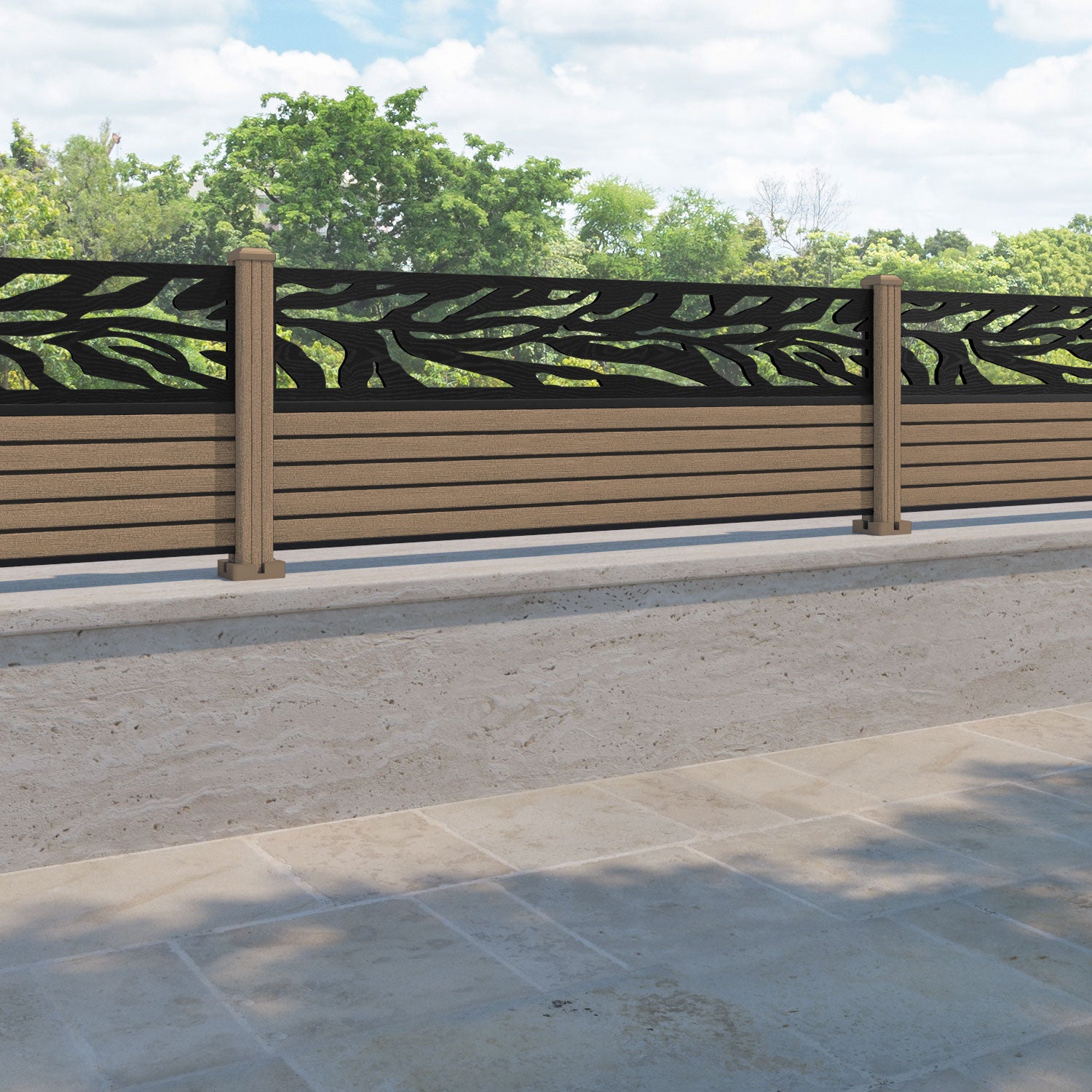 Hudson Malawi Fence Panel - Teak - with our composite posts