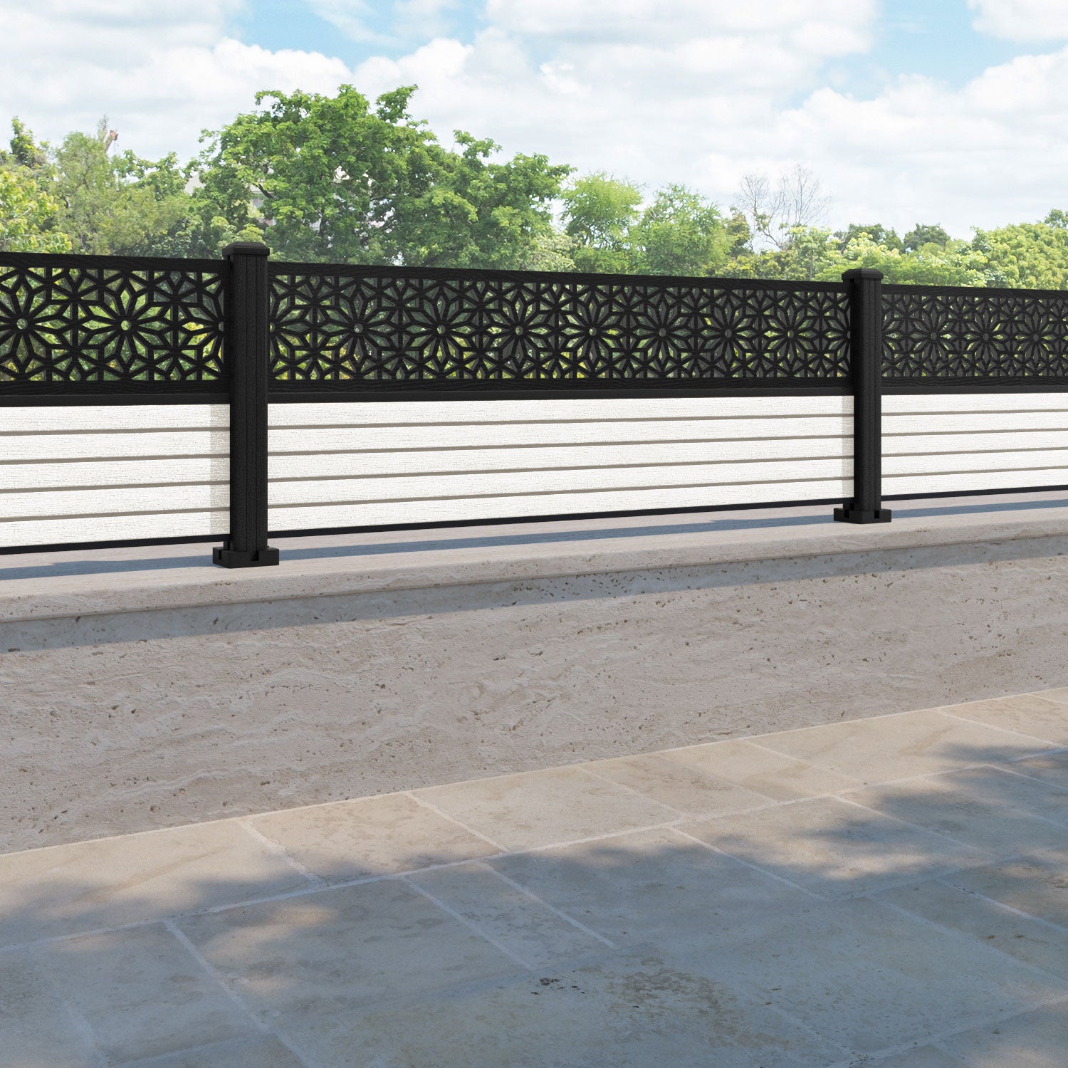 Hudson Narwa Fence Panel - Light Stone - with our composite posts