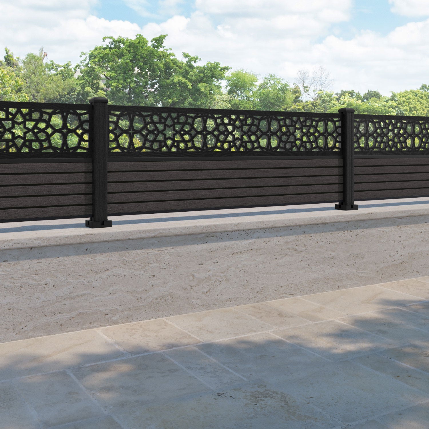 Hudson Nazira Fence Panel - Dark Oak - with our composite posts