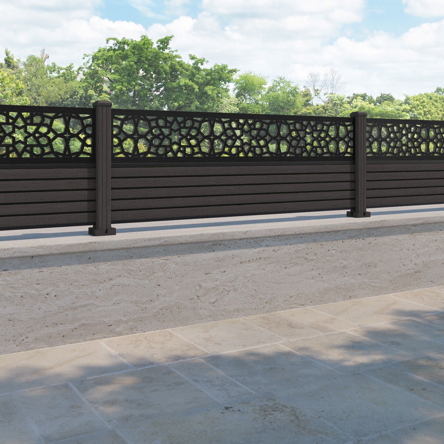 Hudson Nazira Fence Panel - Dark Oak - with our composite posts