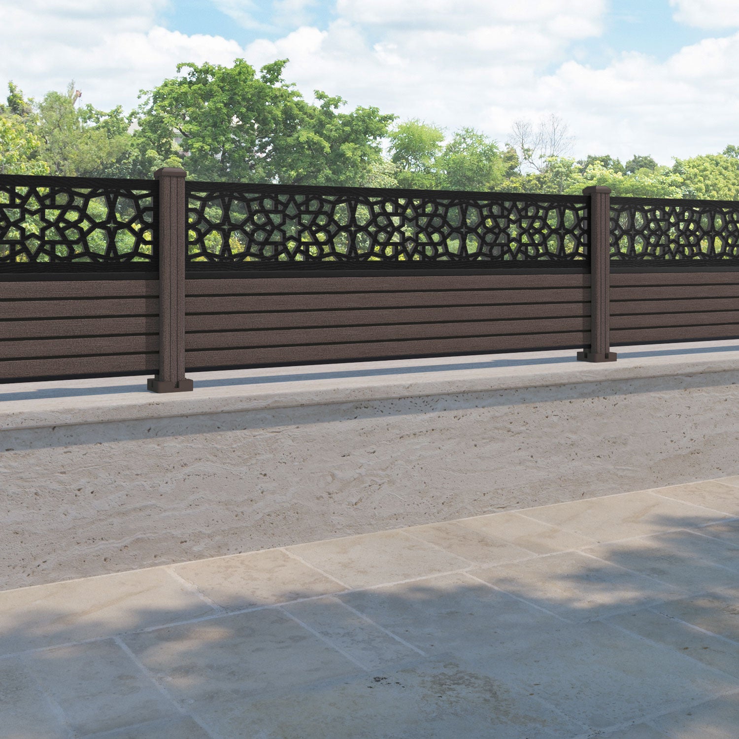 Hudson Nazira Fence Panel - Mid Brown - with our composite posts