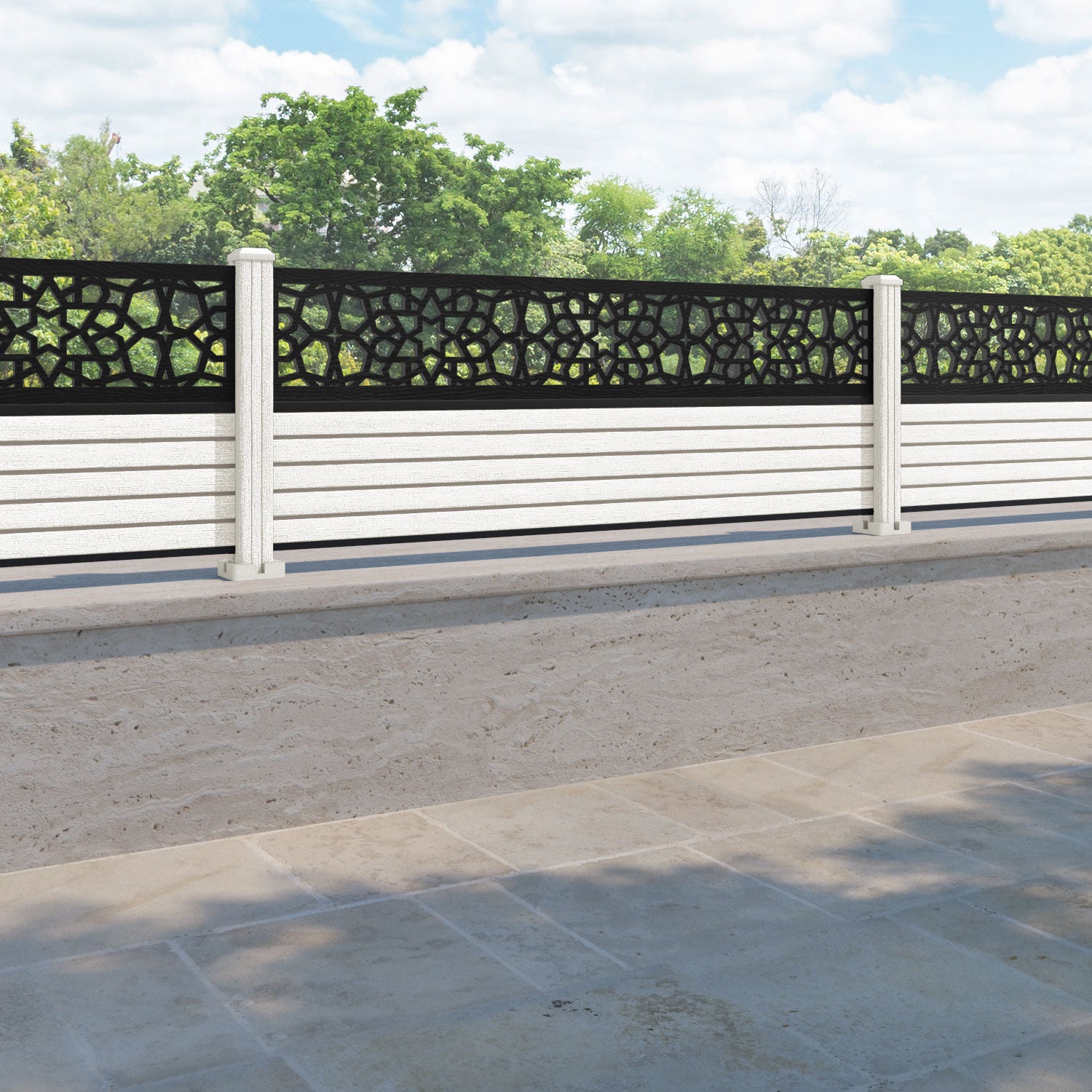 Hudson Nazira Fence Panel - Light Stone - with our composite posts