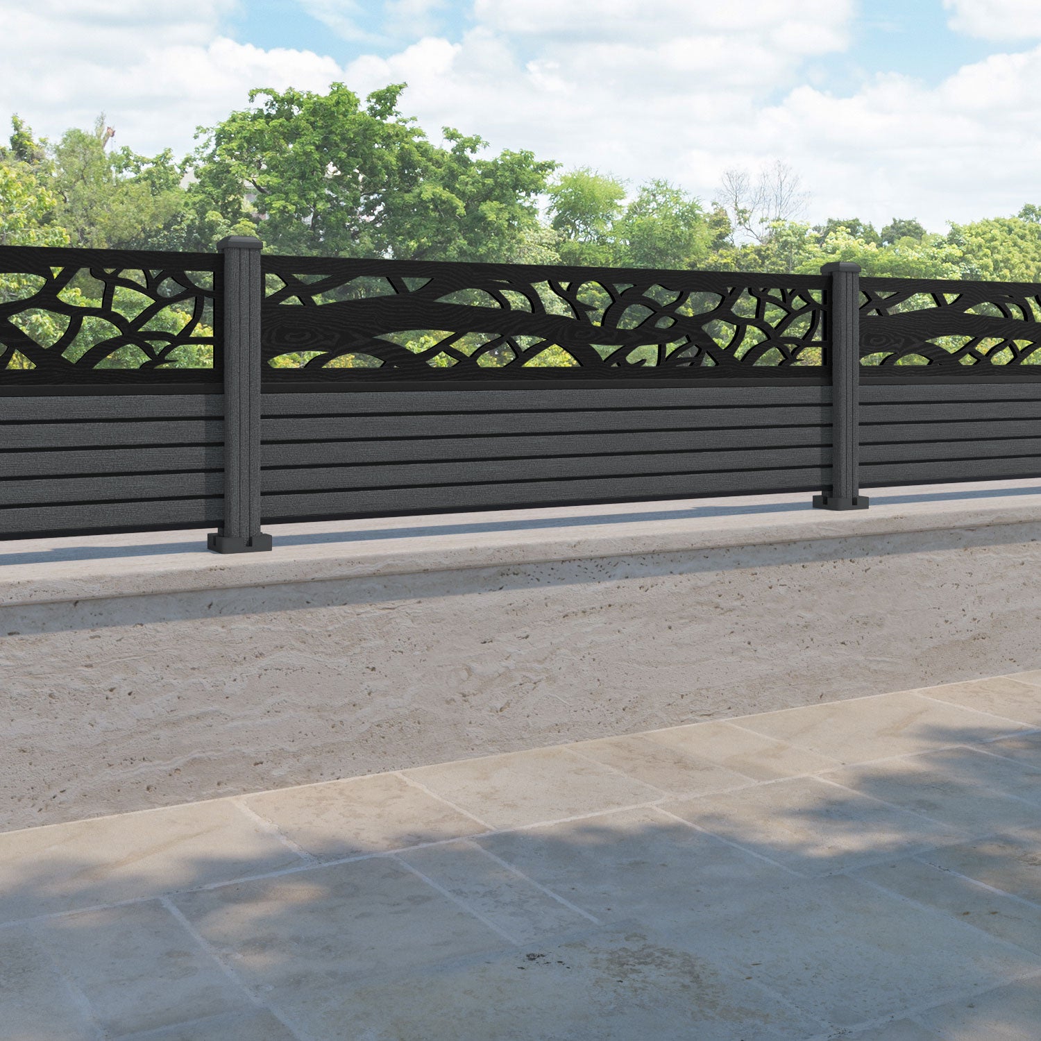 Hudson Twilight Fence Panel - Dark Grey - with our composite posts