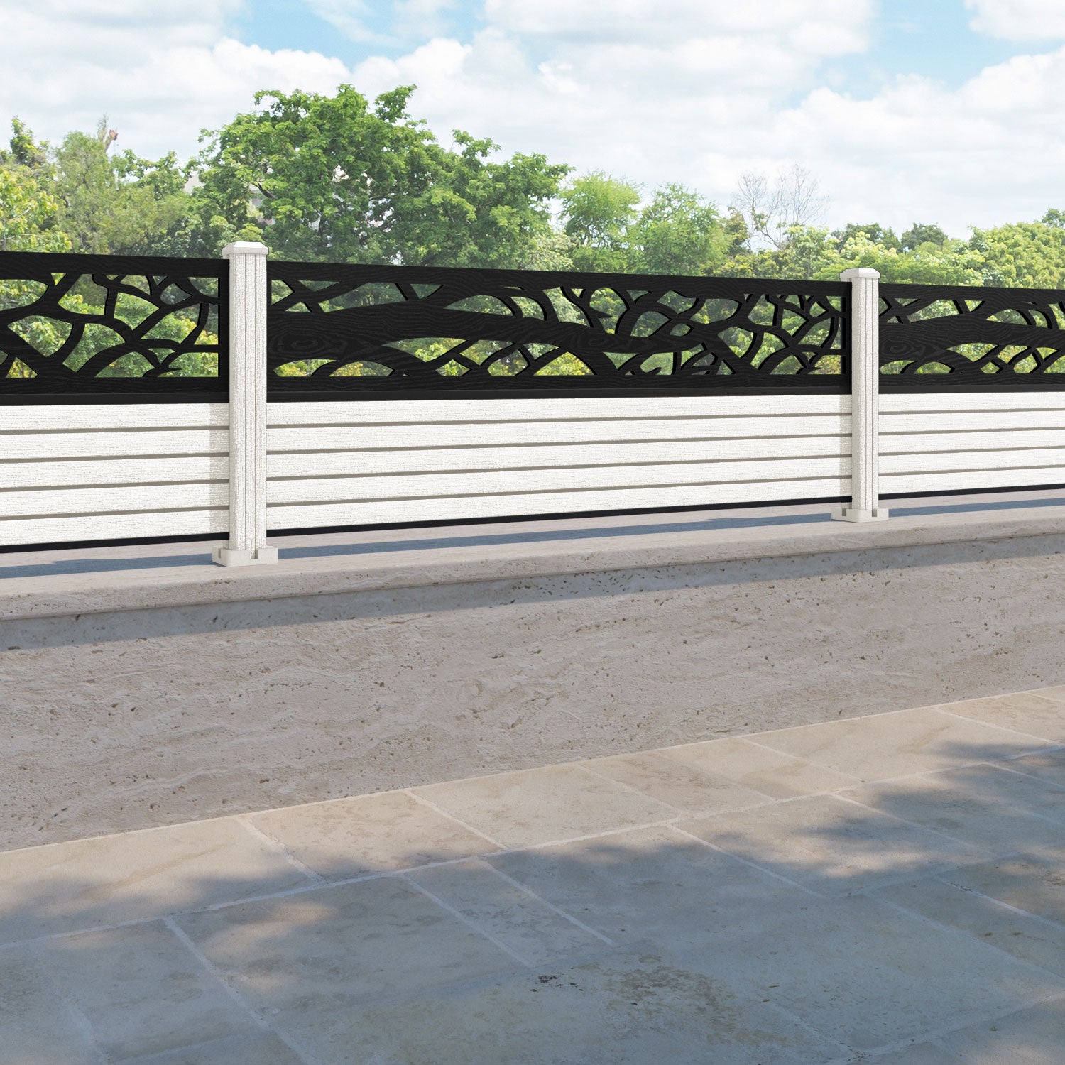 Hudson Twilight Fence Panel - Light Stone - with our composite posts