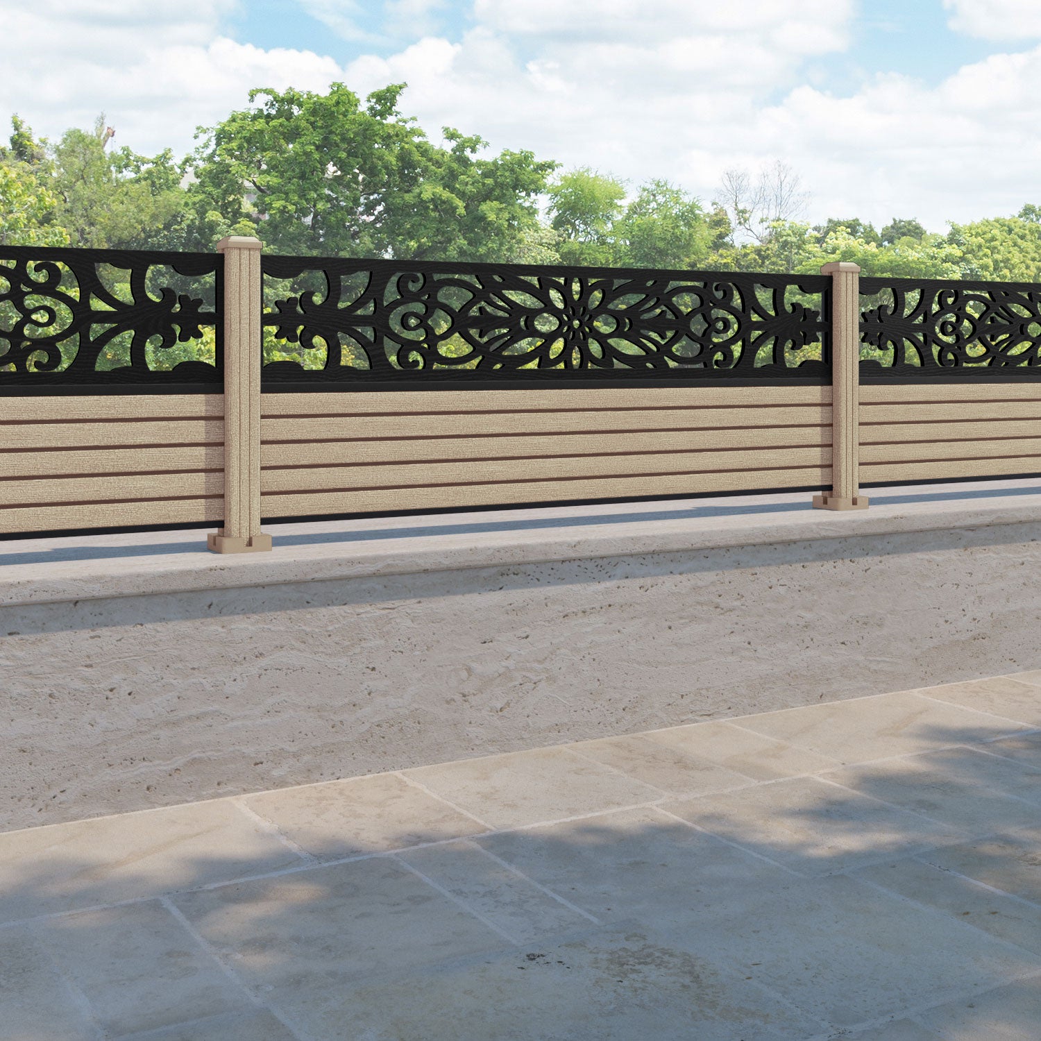 Hudson Windsor Fence Panel - Light Oak - with our composite posts
