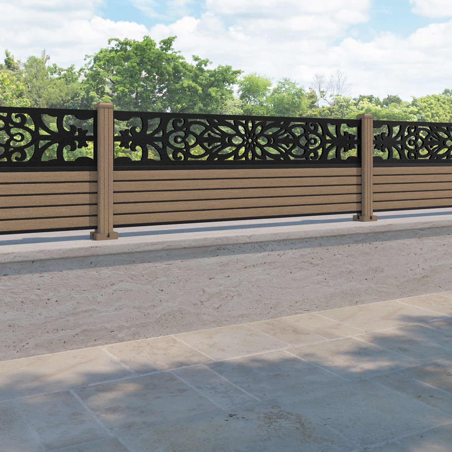 Hudson Windsor Fence Panel - Teak - with our composite posts