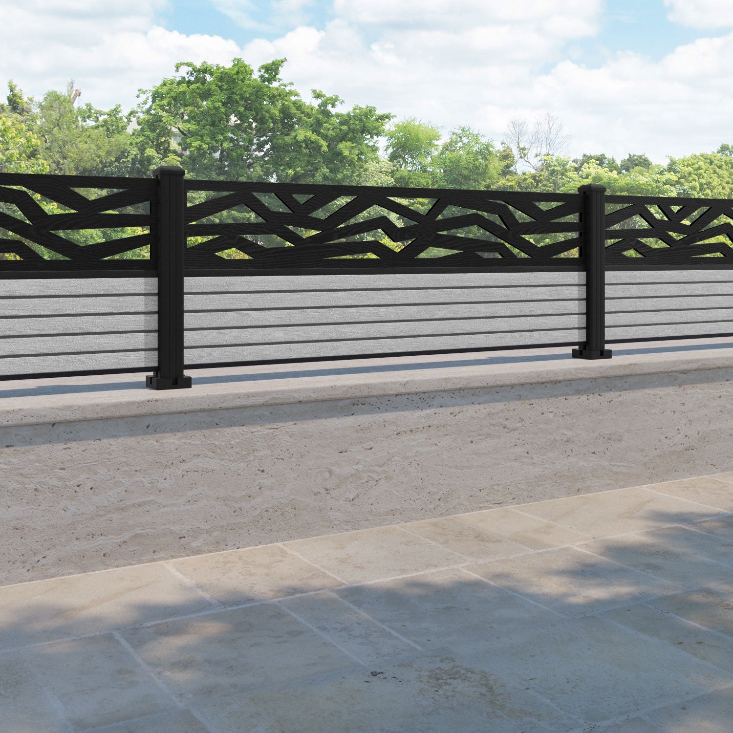 Hudson Zenith Fence Panel - Light Grey - with our aluminium posts