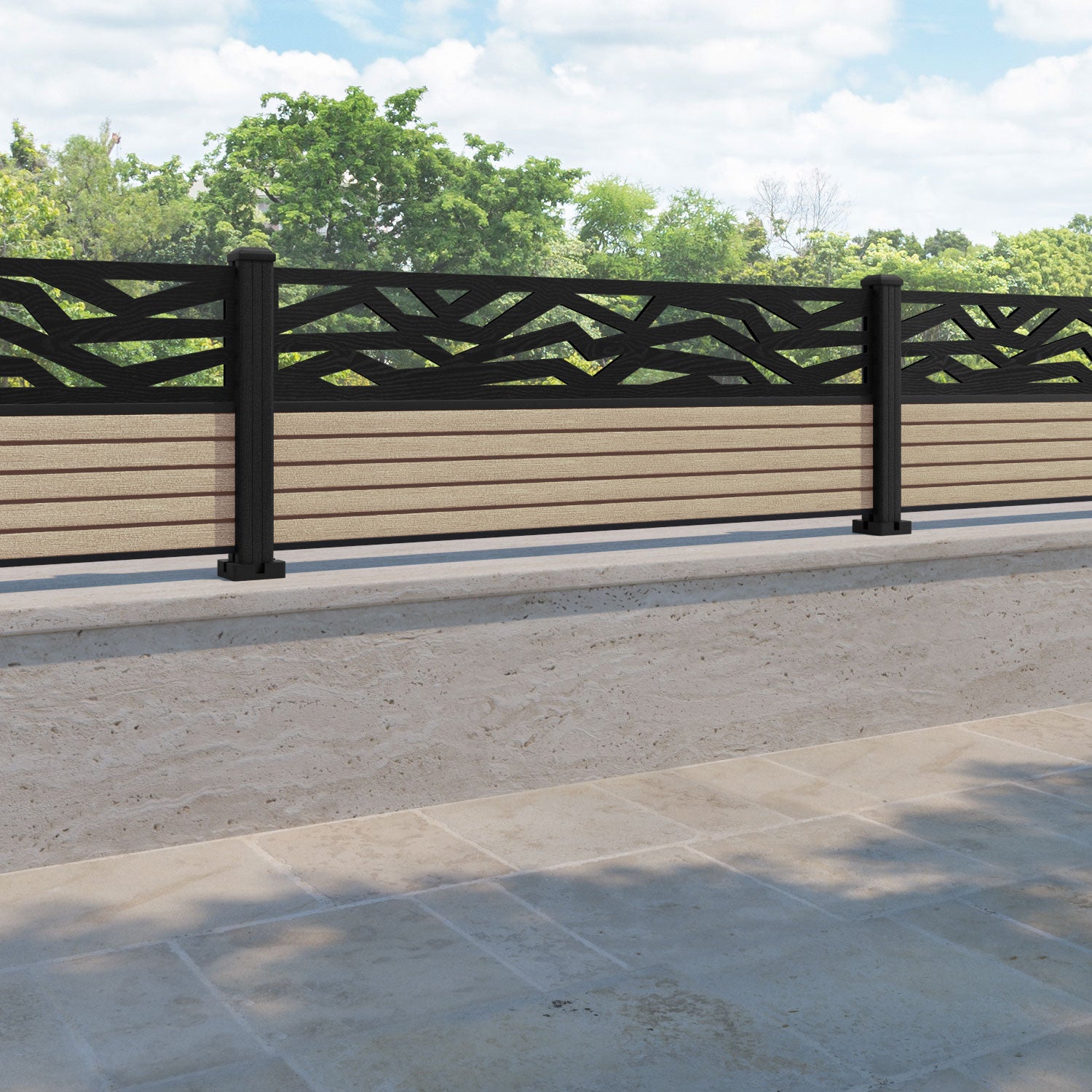 Hudson Zenith Fence Panel - Light Oak - with our composite posts