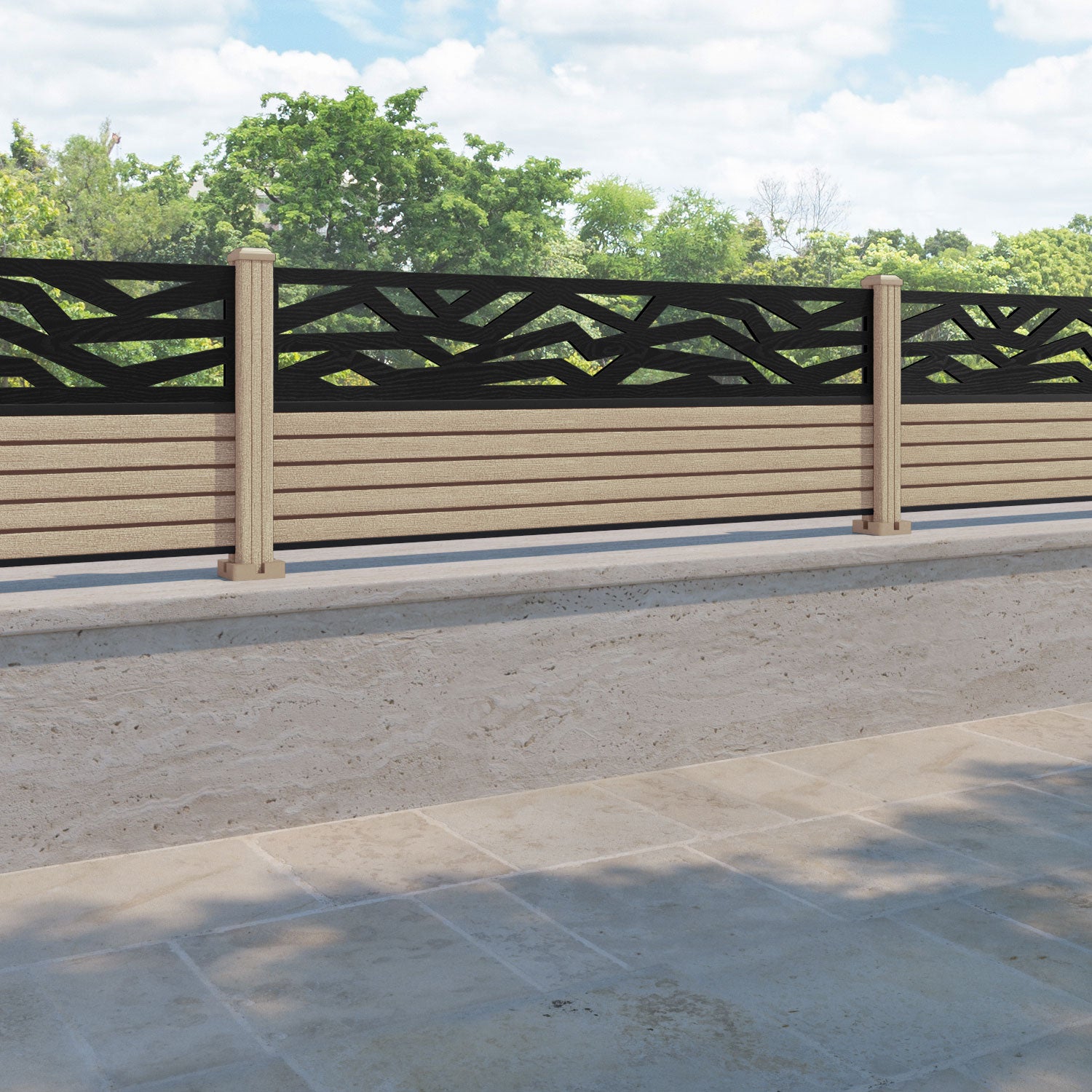 Hudson Zenith Fence Panel - Light Oak - with our composite posts