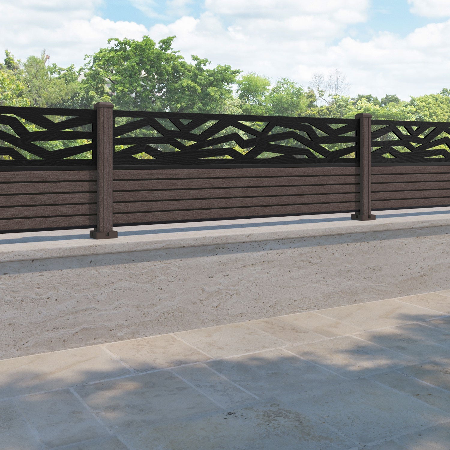 Hudson Zenith Fence Panel - Mid Brown - with our composite posts