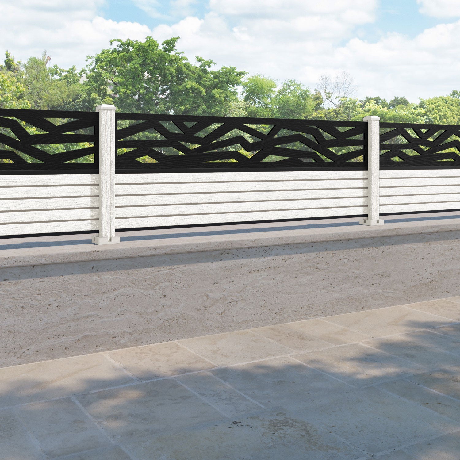 Hudson Zenith Fence Panel - Light Stone - with our composite posts
