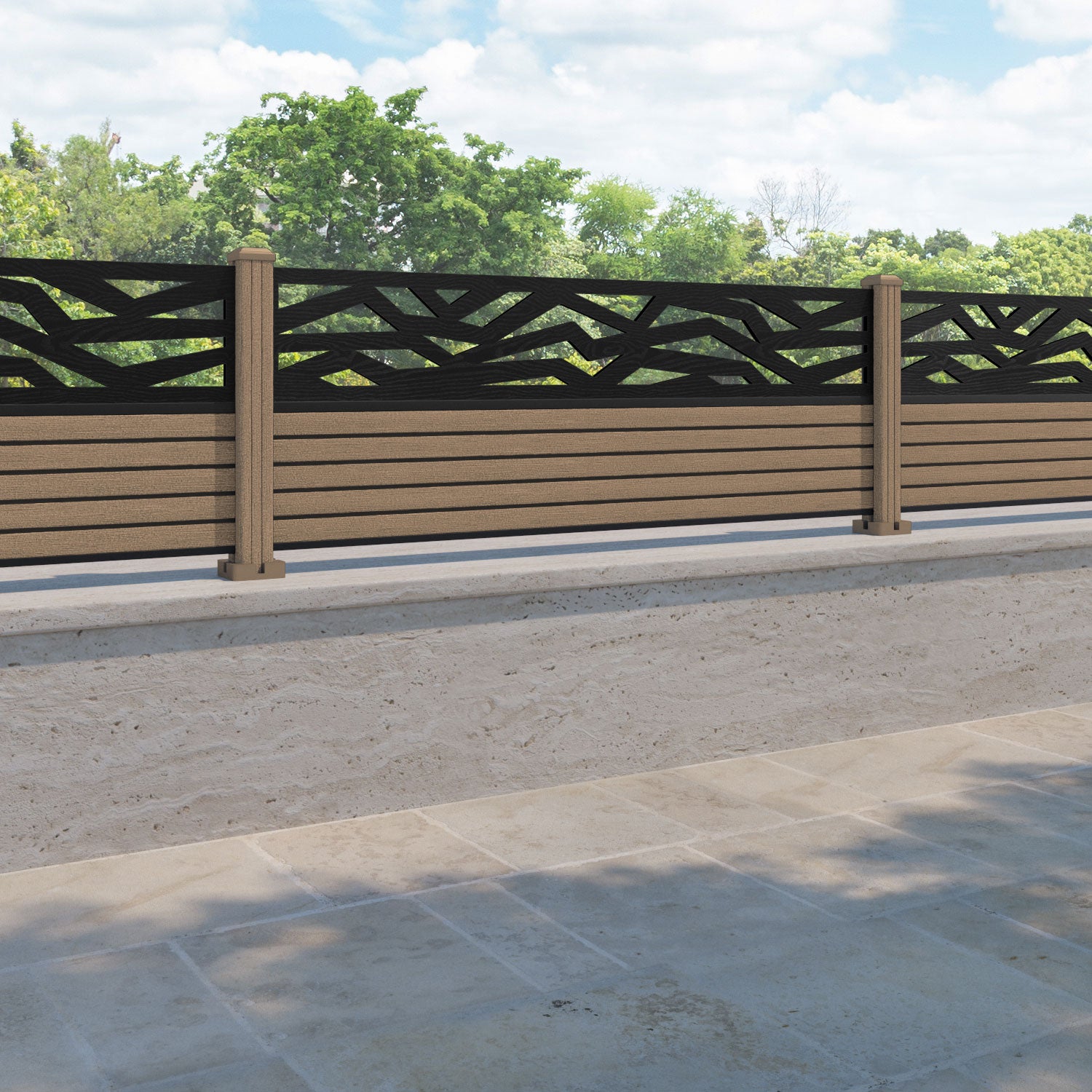 Hudson Zenith Fence Panel - Teak - with our composite posts