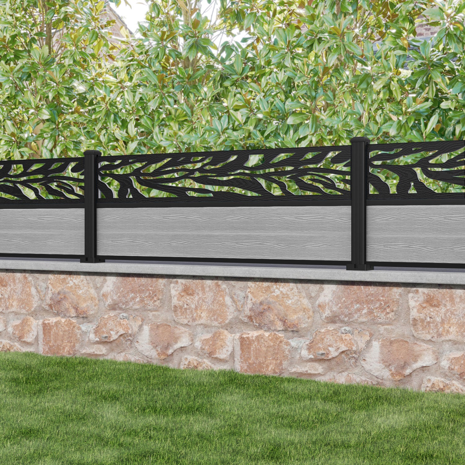 Classic Malawi Fence Panel - Light Grey - with our aluminium posts