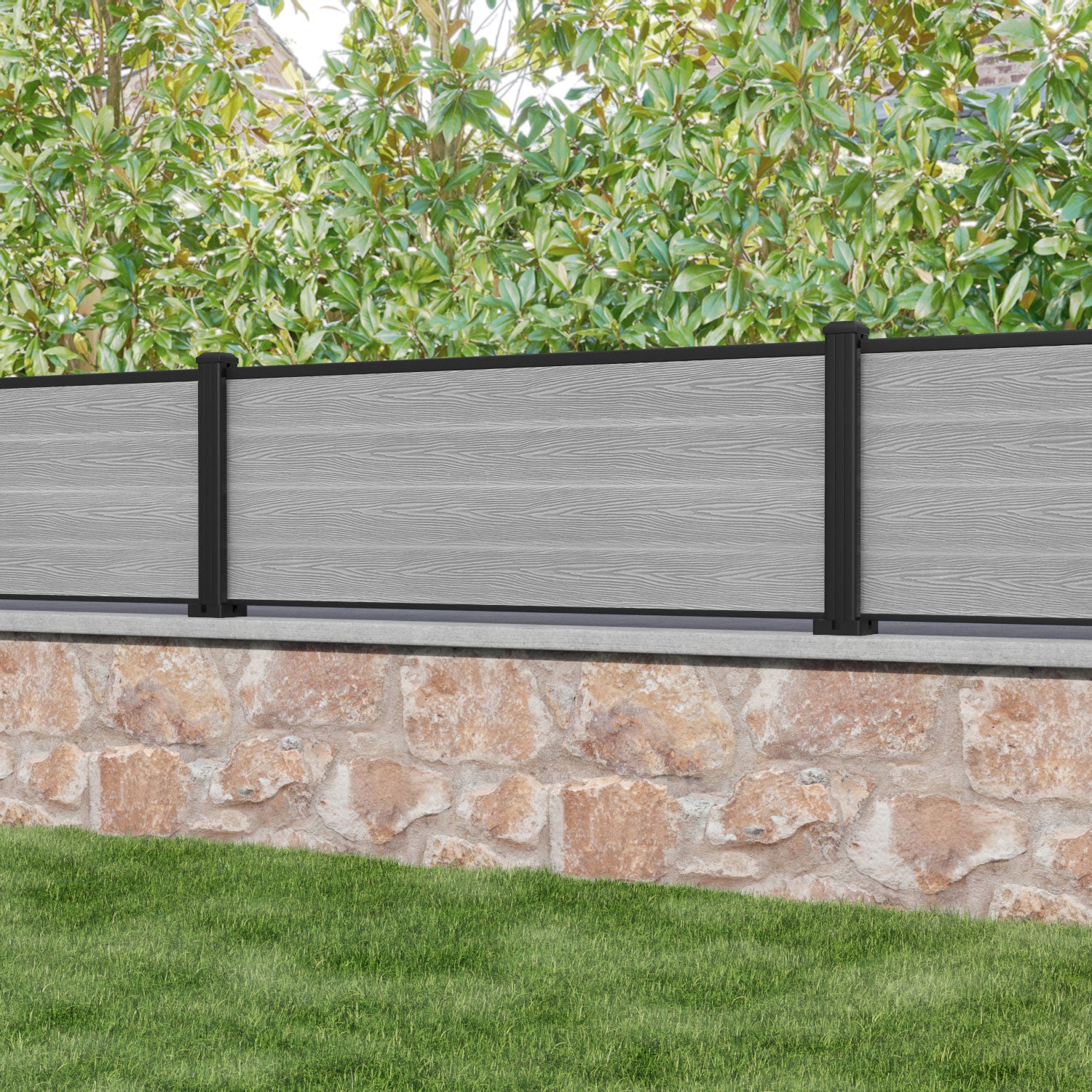 Classic Fence Panel - Light Grey - with our aluminium posts
