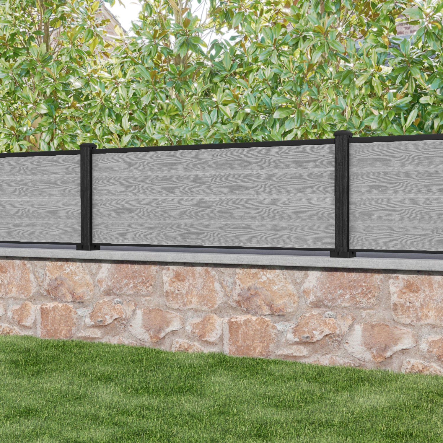 Classic Fence Panel - Light Grey - with our composite posts