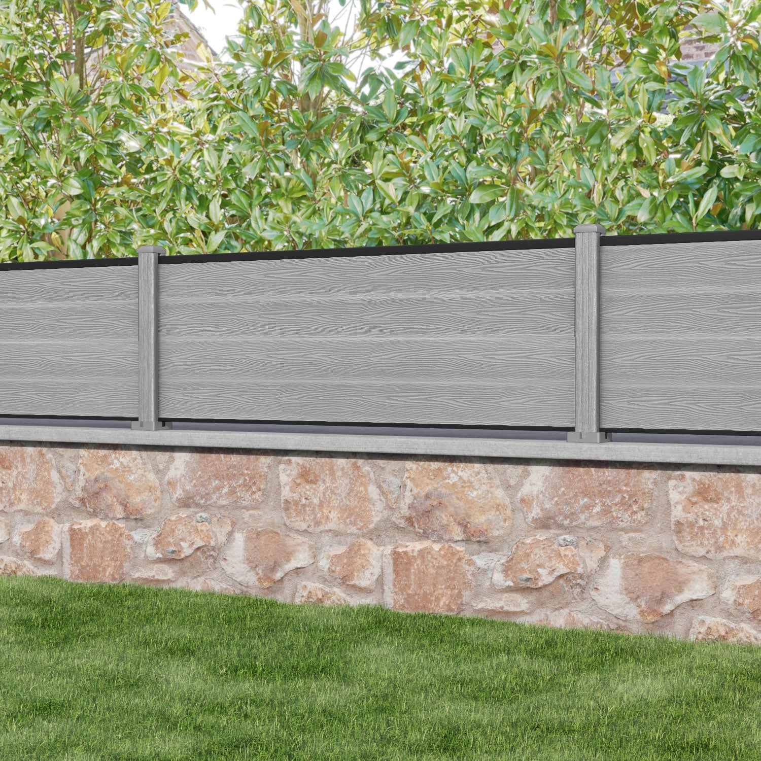 Classic Fence Panel - Light Grey - with our composite posts