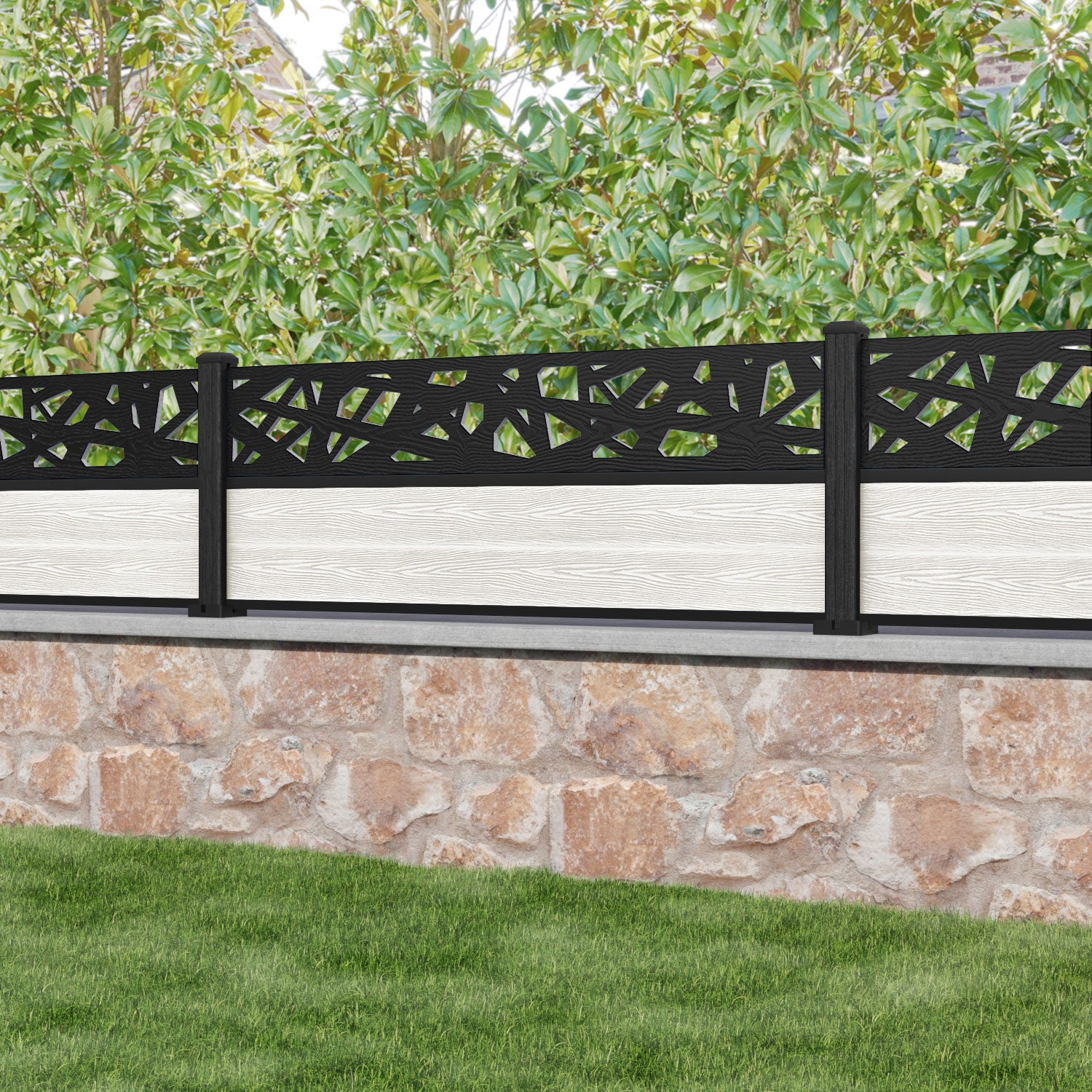 Classic Prism Fence Panel - Light Stone - with our composite posts