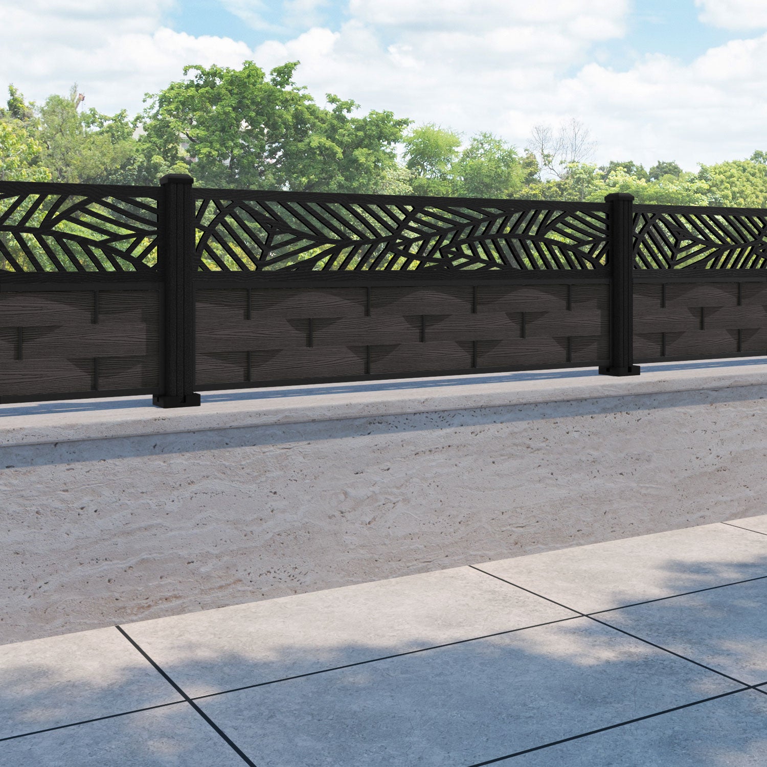 Ripple Habitat Fence Panel - Dark Oak - with our composite posts