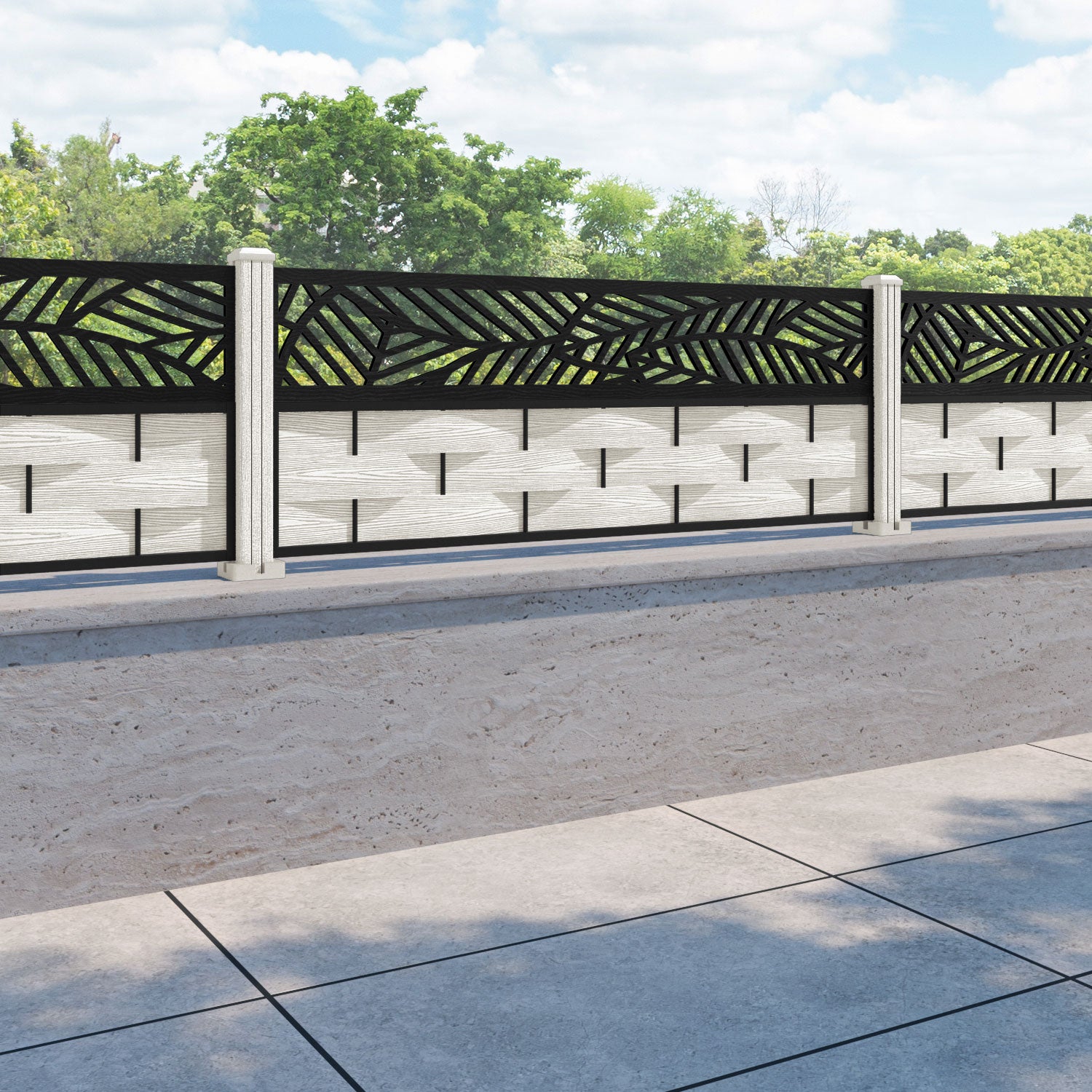 Ripple Habitat Fence Panel - Light Stone - with our composite posts