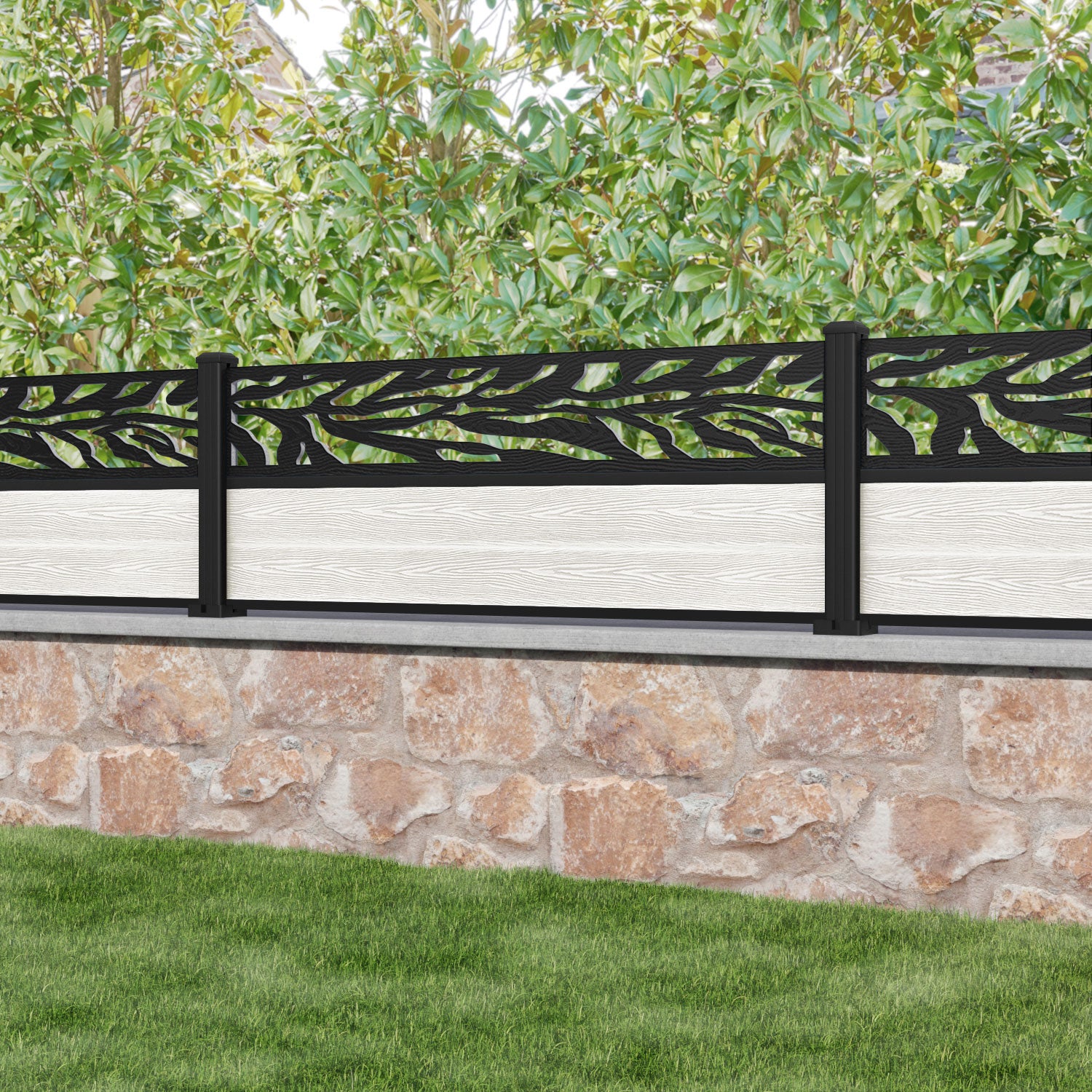 Classic Malawi Fence Panel - Light Stone - with our aluminium posts