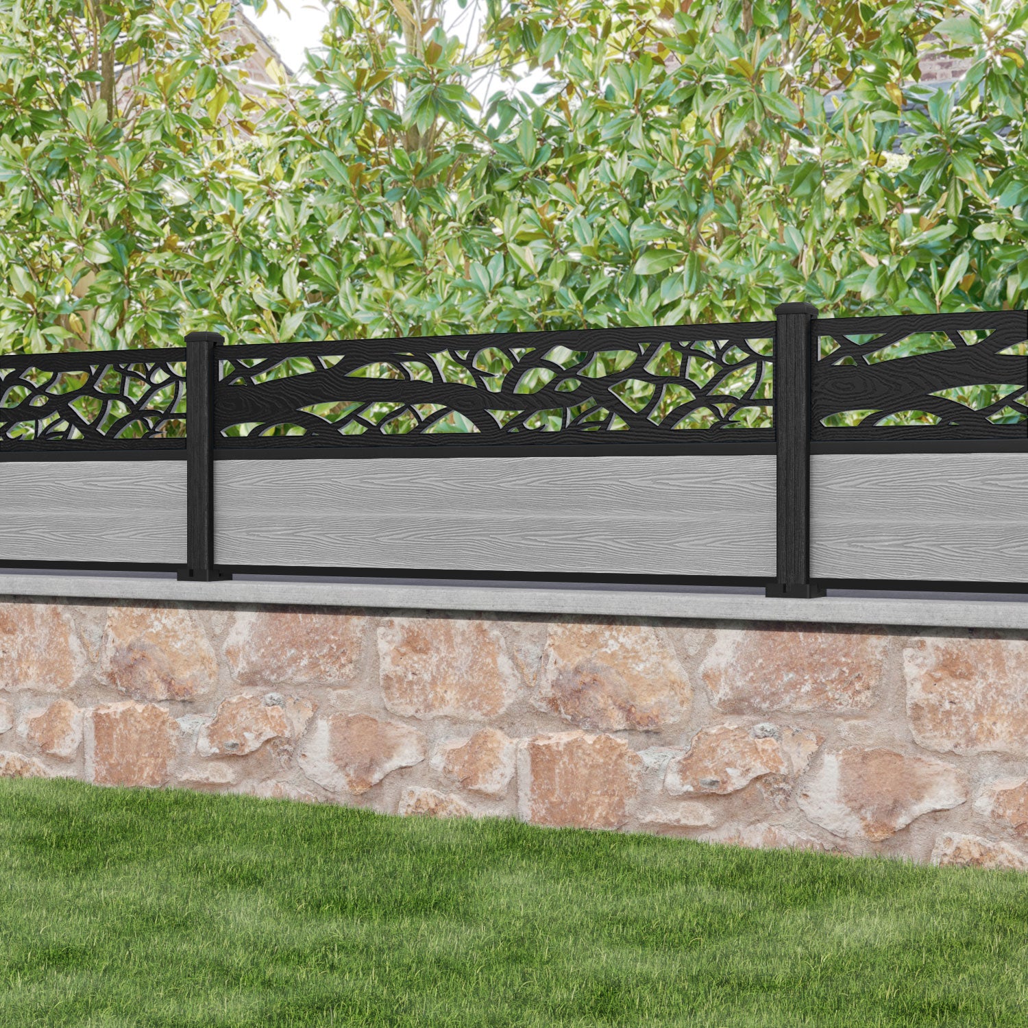 Classic Twilight Fence Panel - Light Grey - with our composite posts
