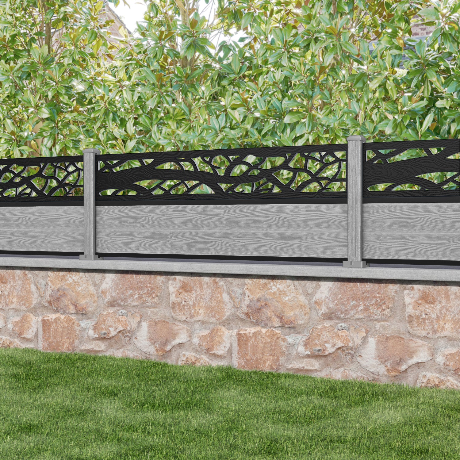 Classic Twilight Fence Panel - Light Grey - with our composite posts
