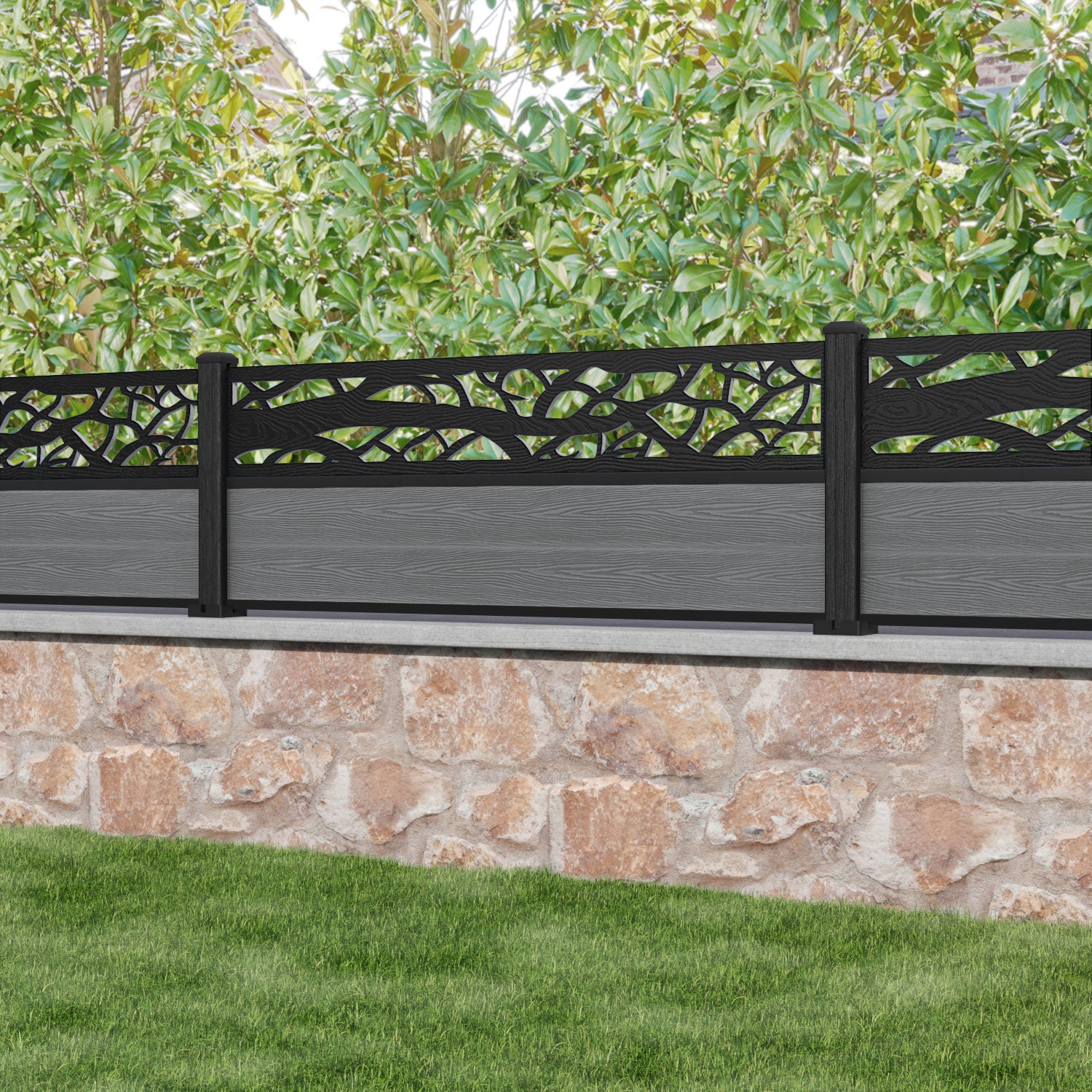 Classic Twilight Fence Panel - Mid Grey - with our composite posts