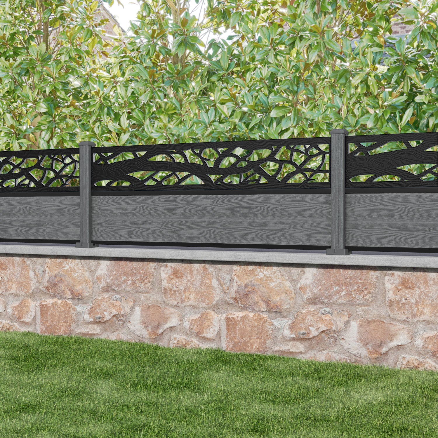 Classic Twilight Fence Panel - Mid Grey - with our composite posts