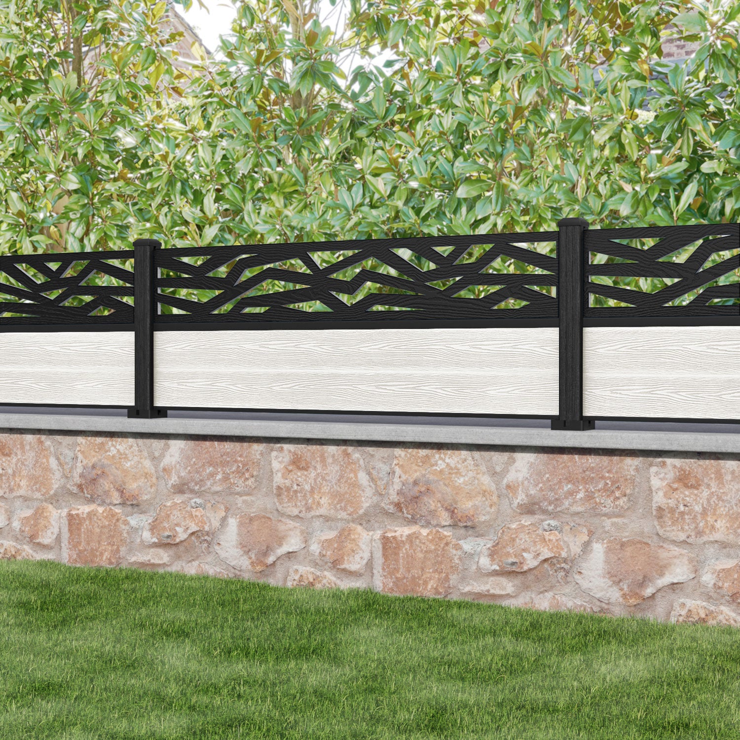 Classic Zenith Fence Panel - Light Stone - with our composite posts