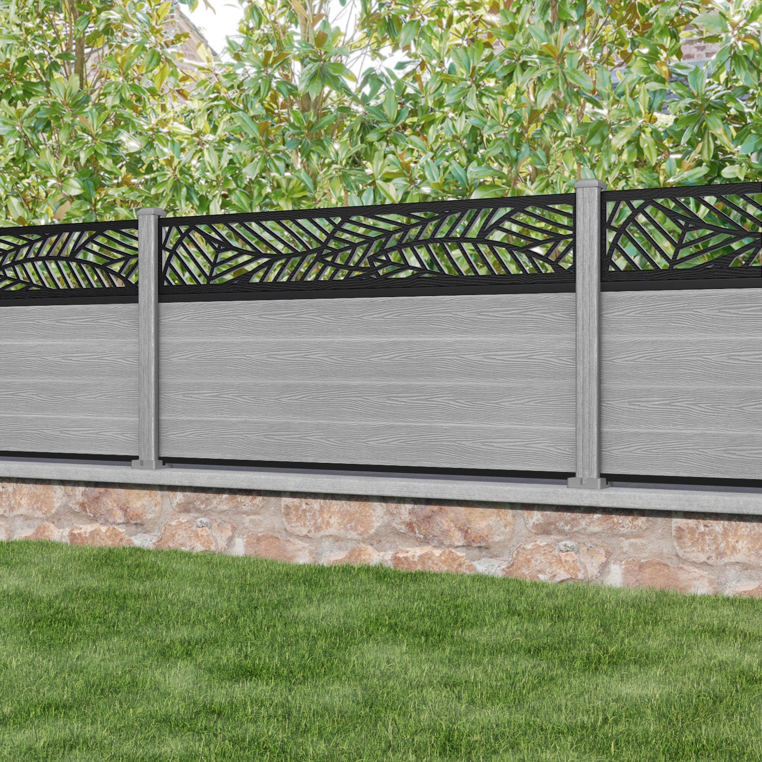 Classic Habitat Fence Panel - Light Grey - with our composite posts