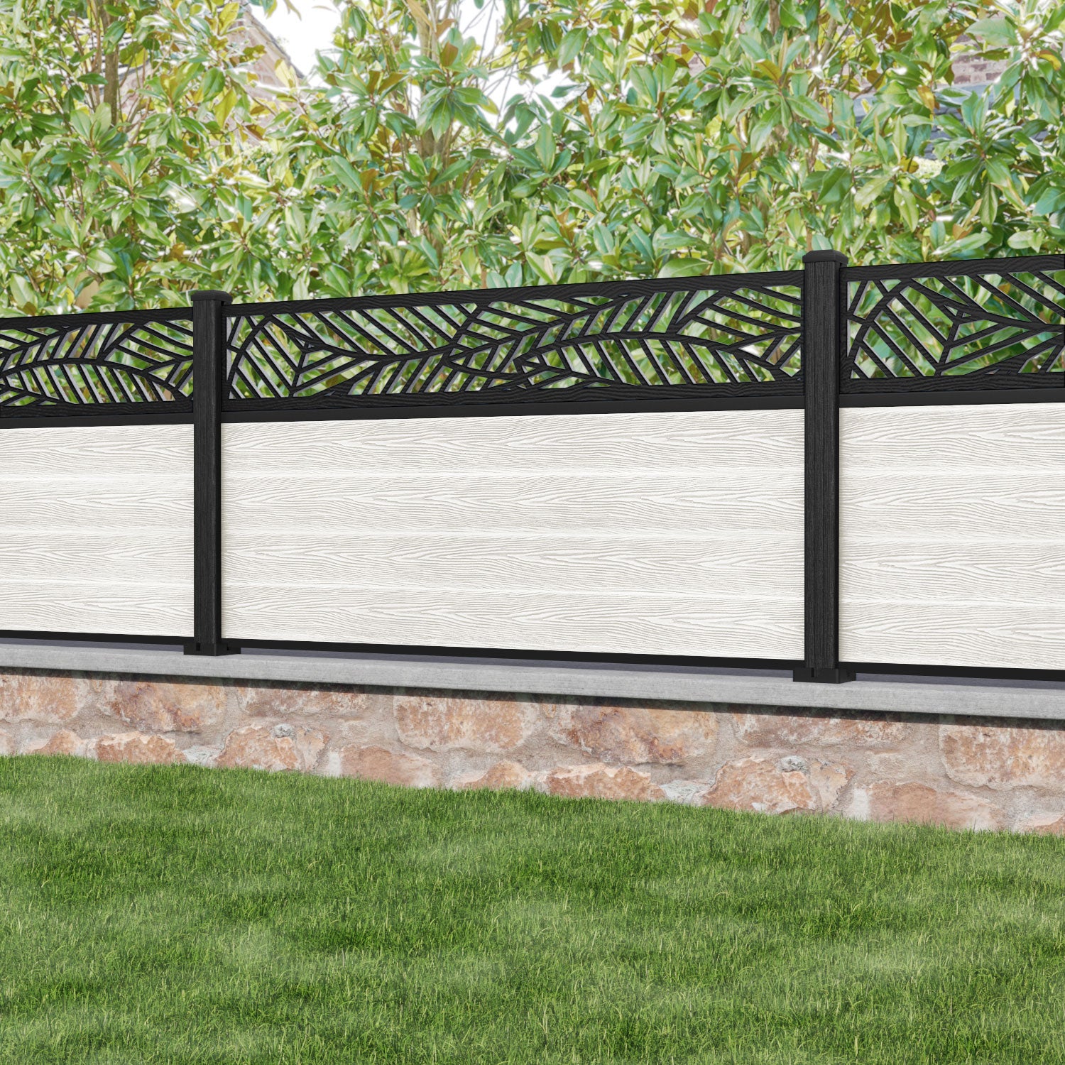 Classic Habitat Fence Panel - Light Stone - with our composite posts