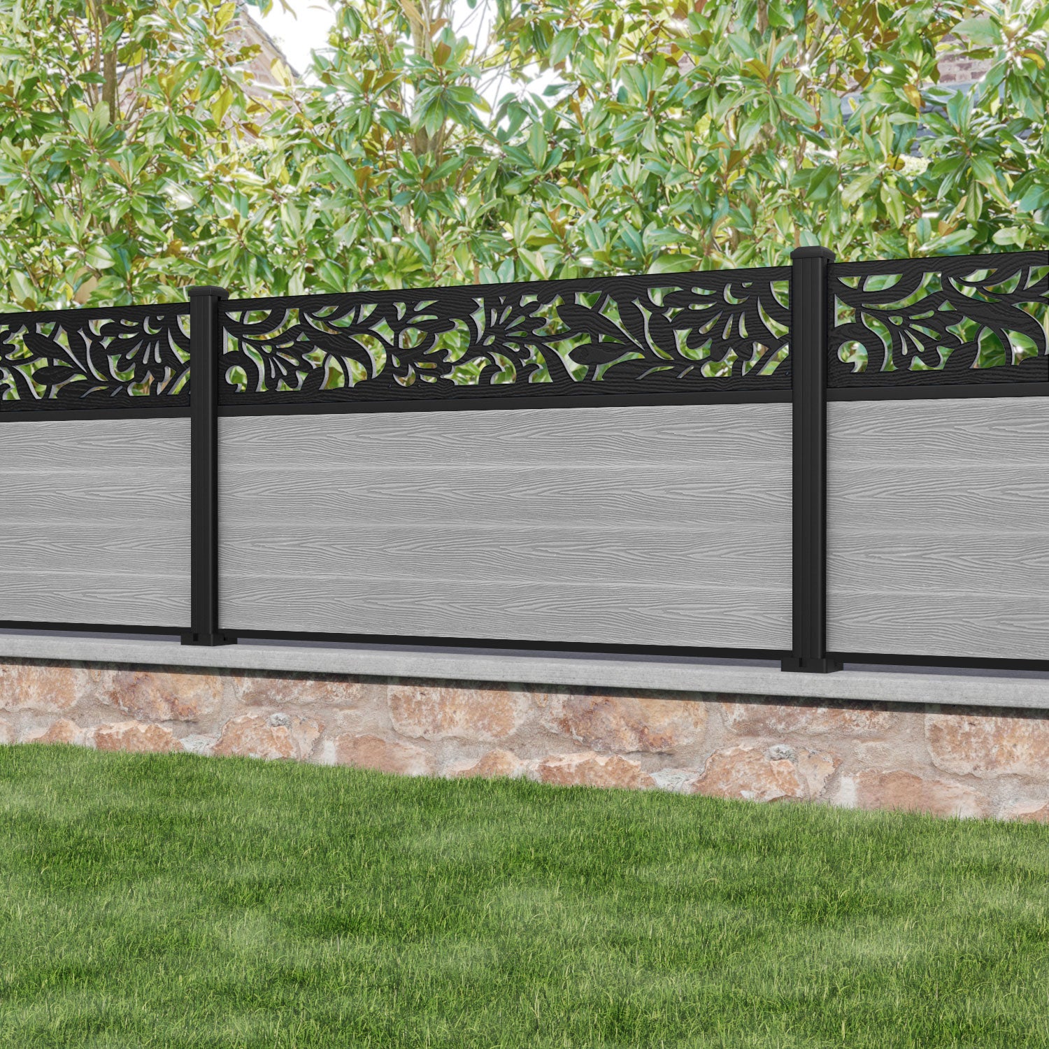 Classic Heritage Fence Panel - Light Grey - with our aluminium posts
