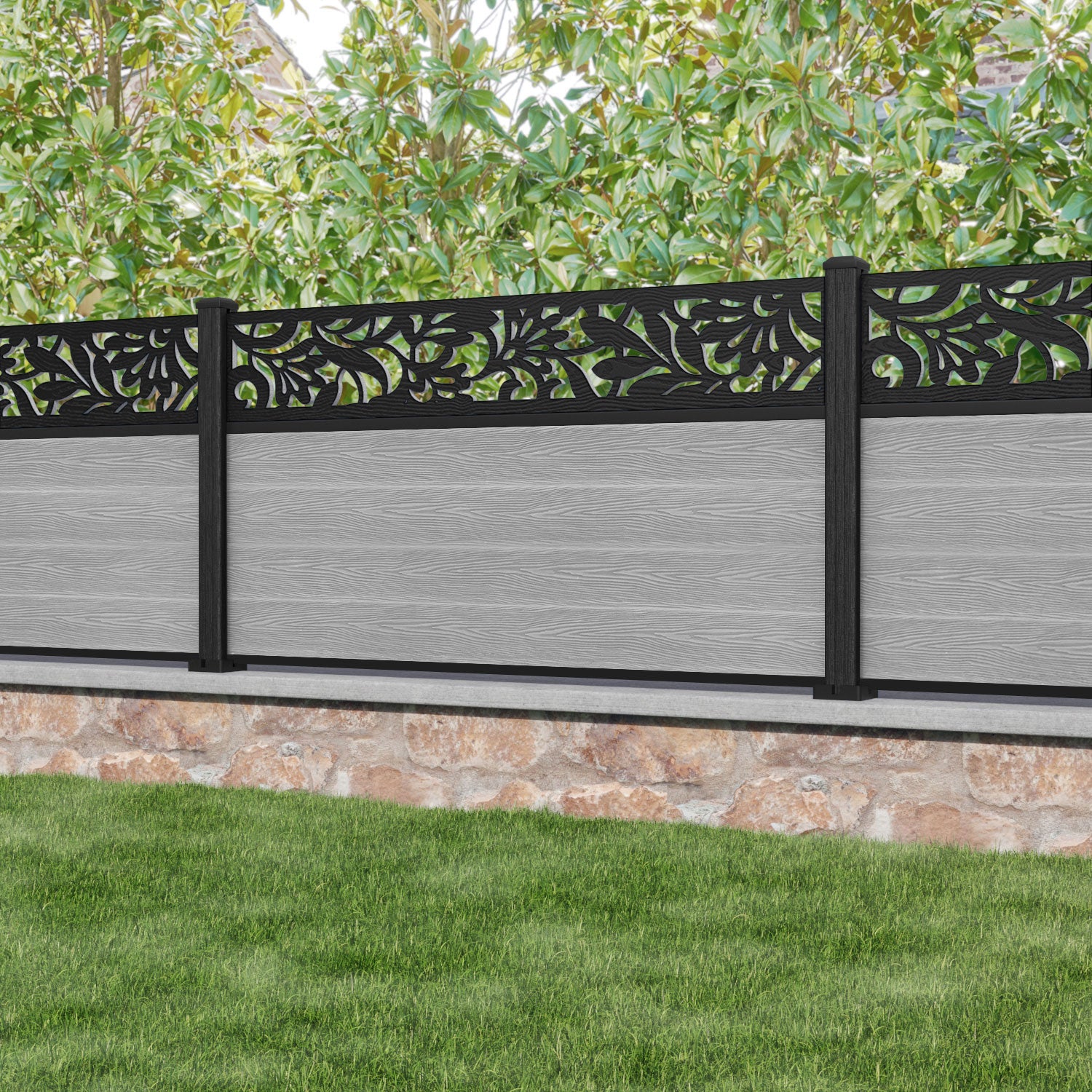 Classic Heritage Fence Panel - Mid Grey - with our composite posts