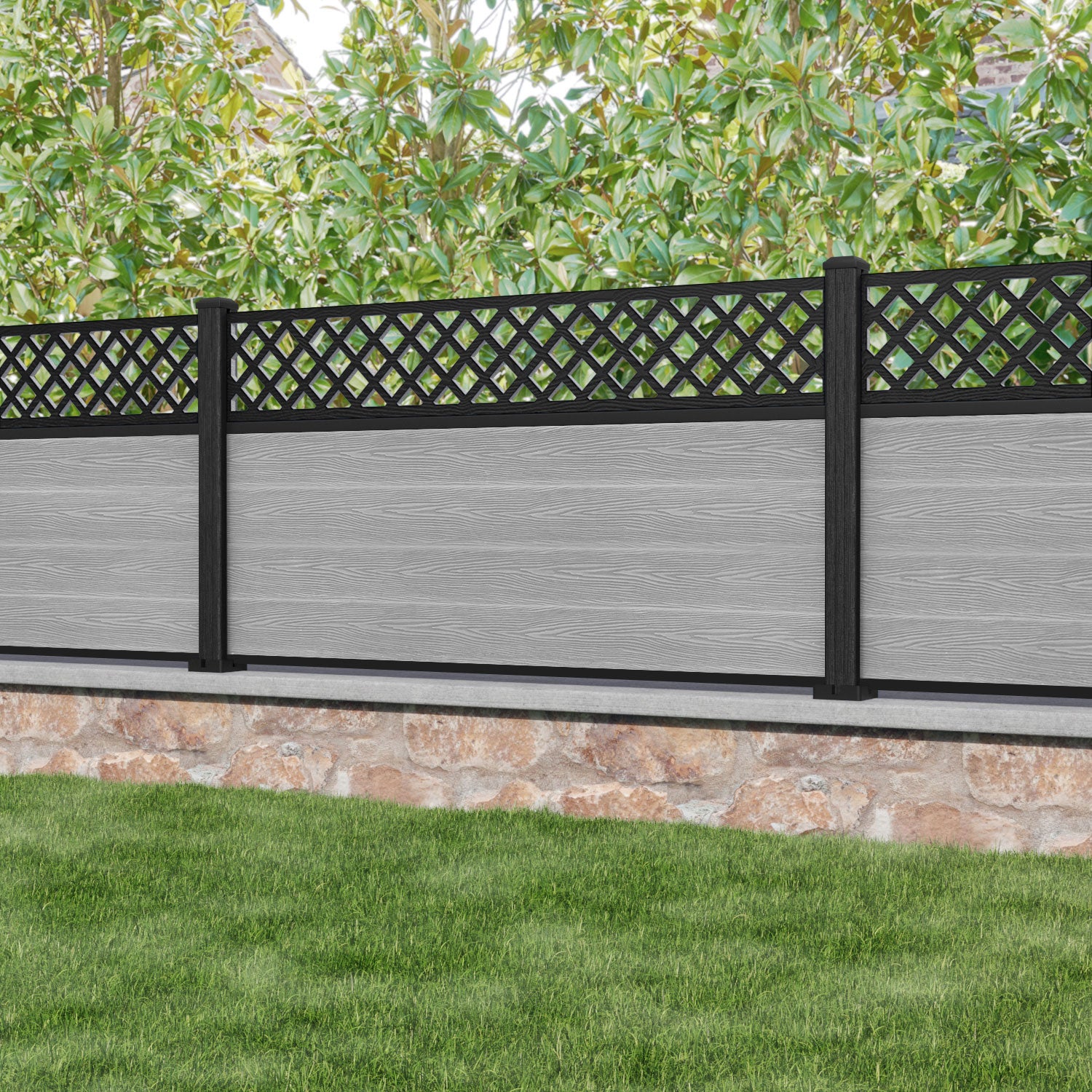 Classic Hive Fence Panel - Light Grey - with our composite posts