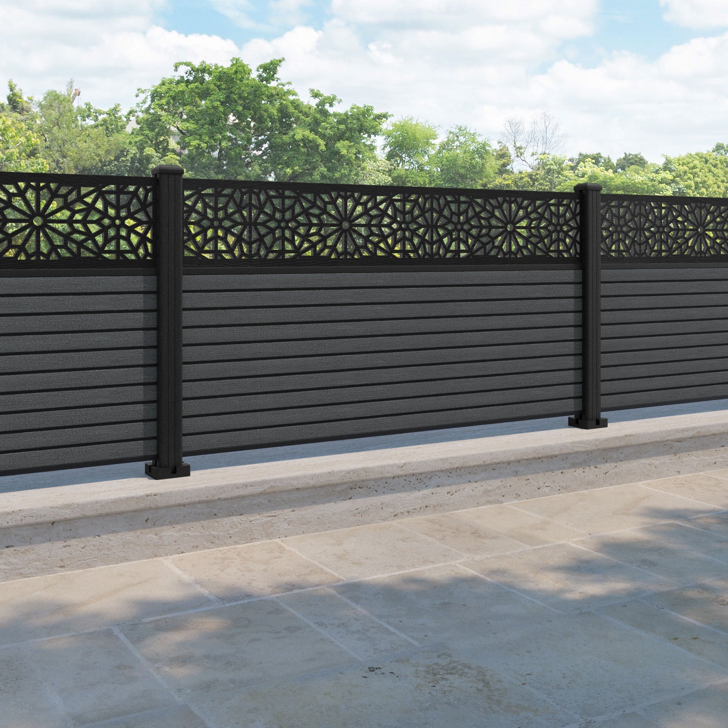 Hudson Alnara Fence Panel - Dark Grey - with our composite posts