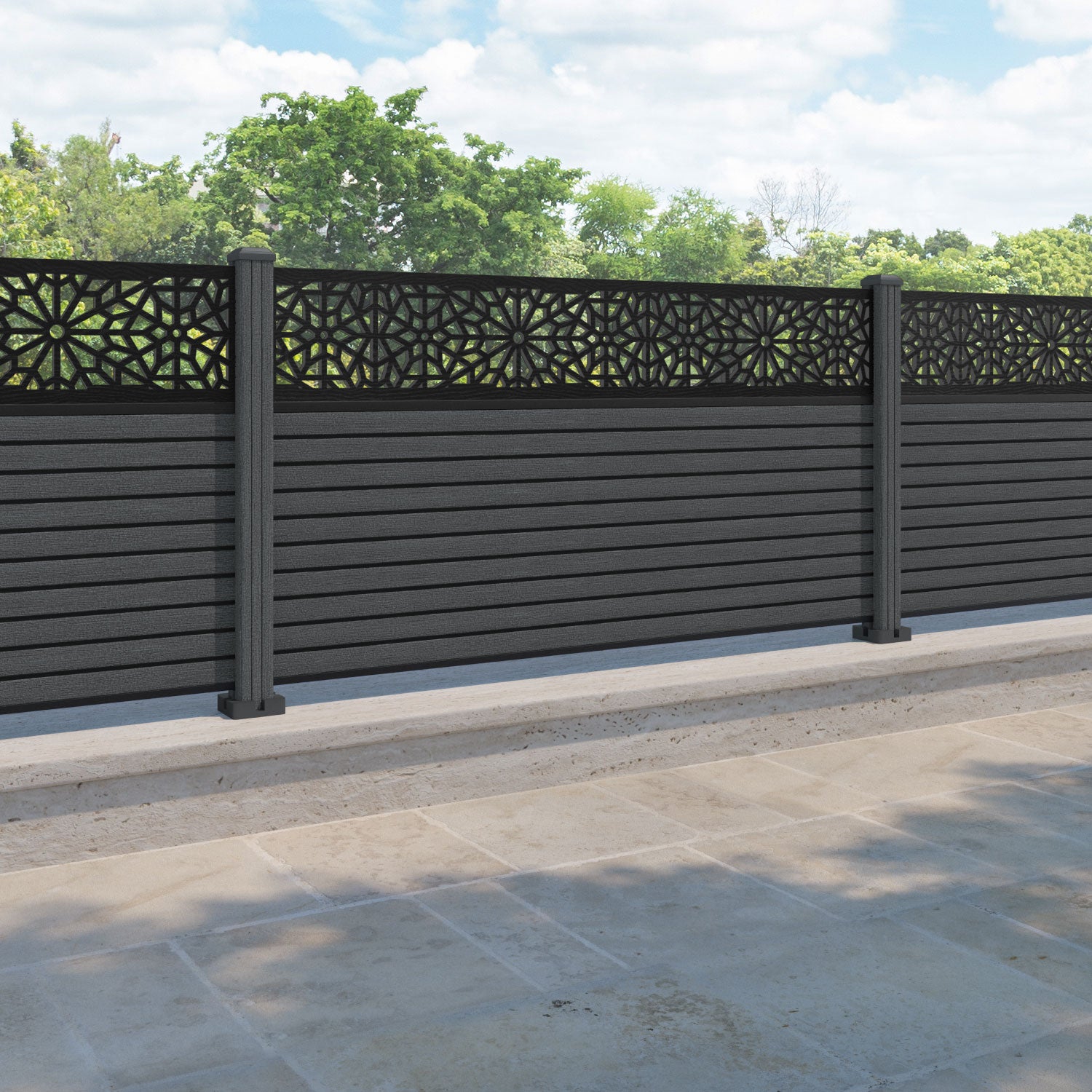 Hudson Alnara Fence Panel - Dark Grey - with our composite posts