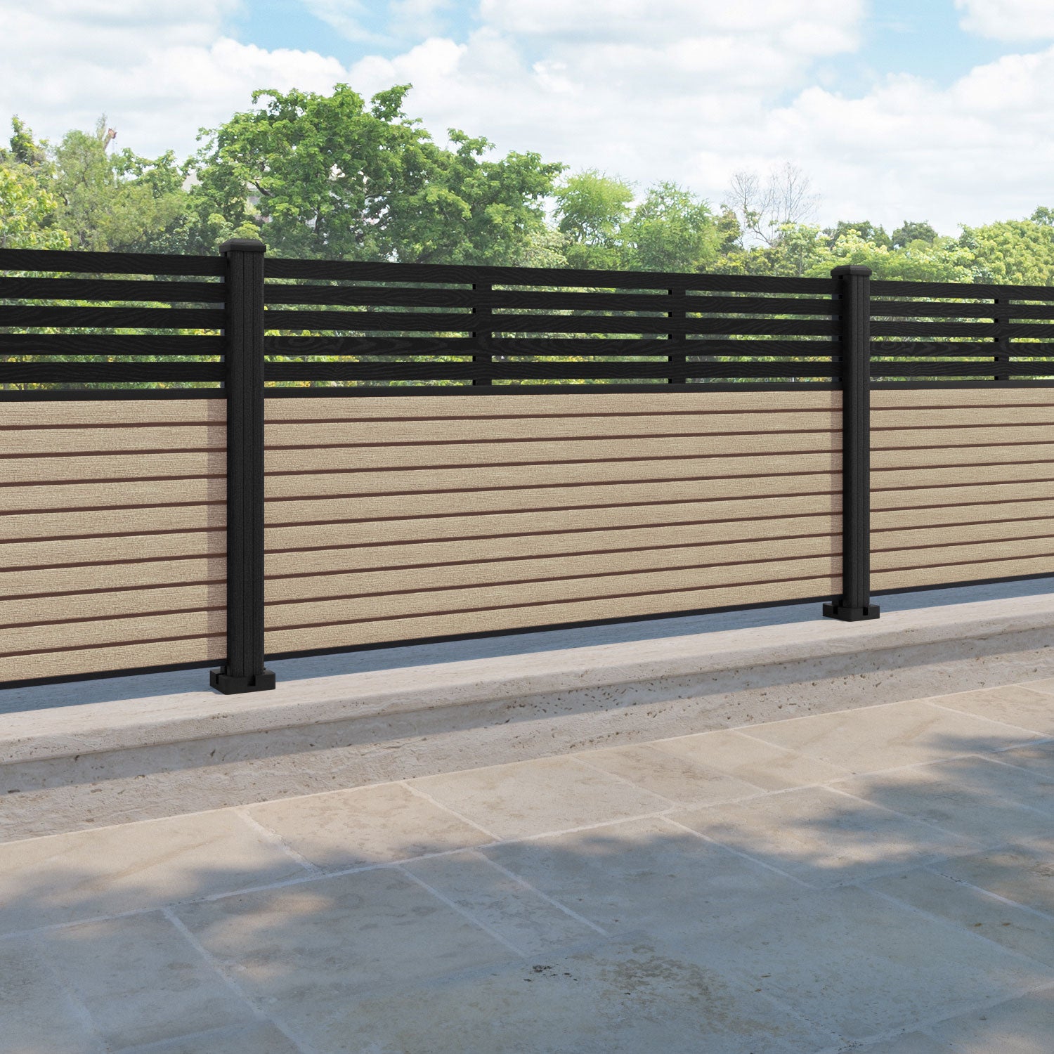Hudson Aspen Fence Panel - Light Oak - with our composite posts