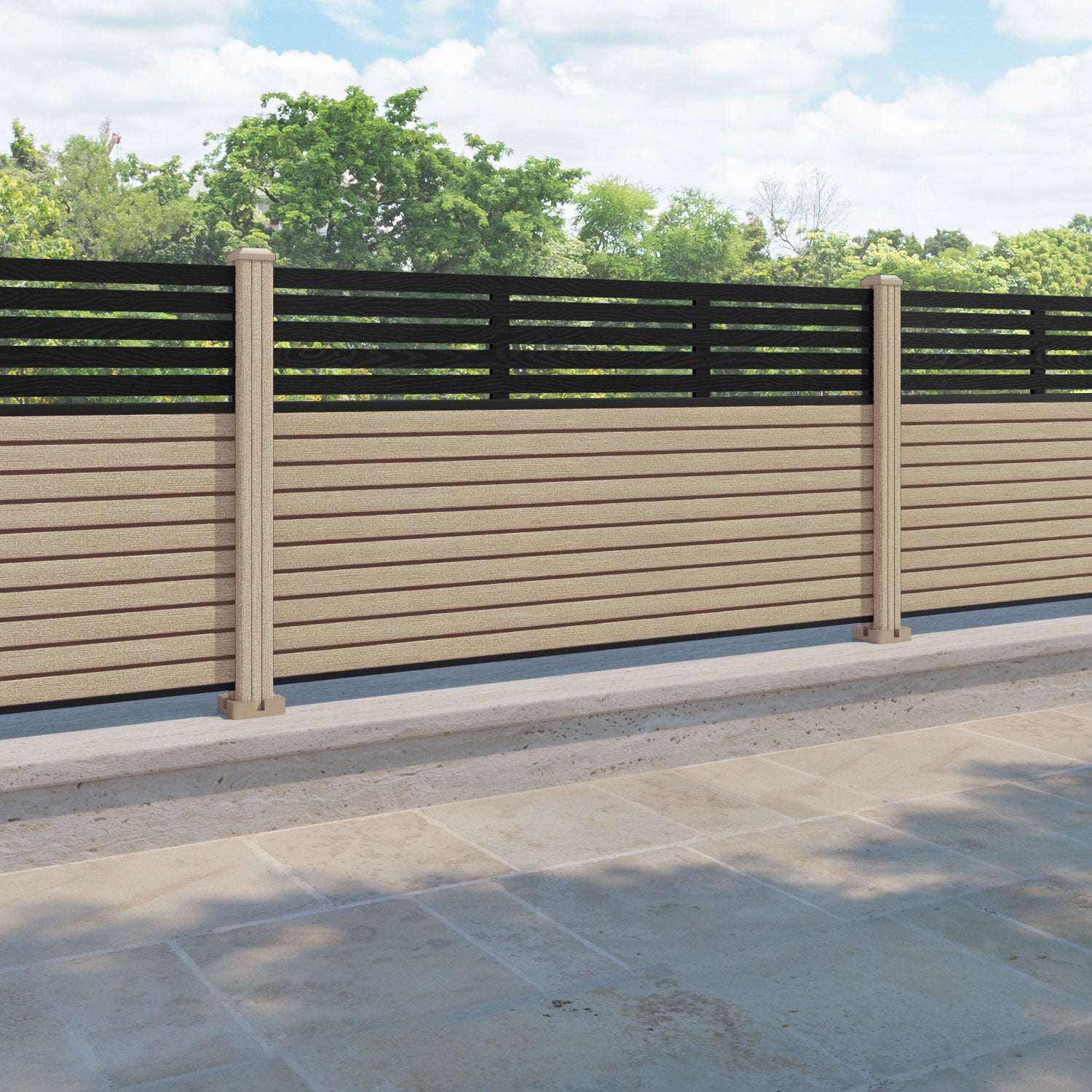 Hudson Aspen Fence Panel - Light Oak - with our composite posts