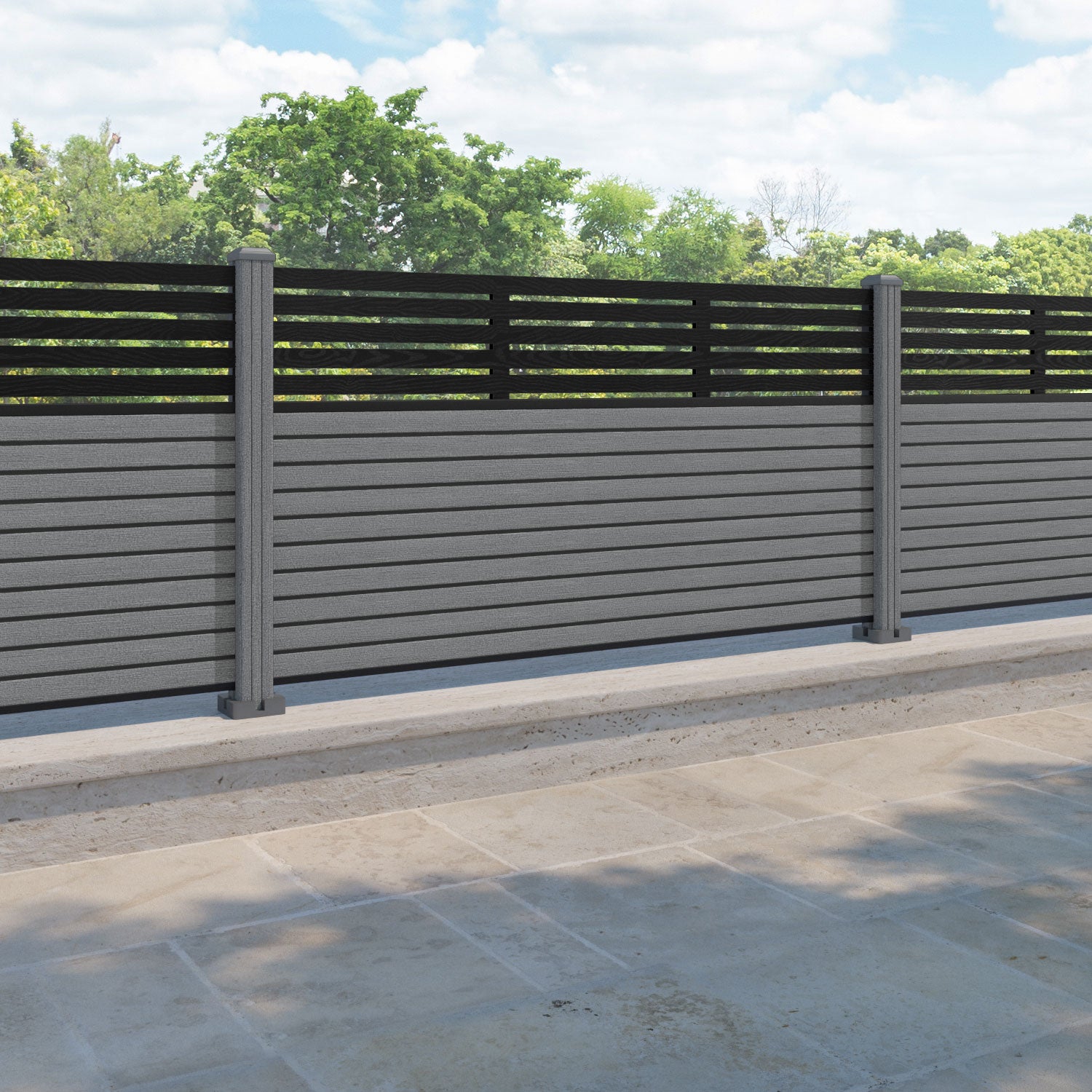 Hudson Aspen Fence Panel - Mid Grey - with our composite posts