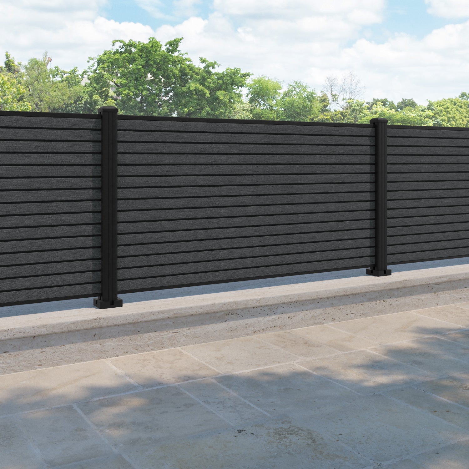 Hudson Fence Panel - Dark grey - with our aluminium posts
